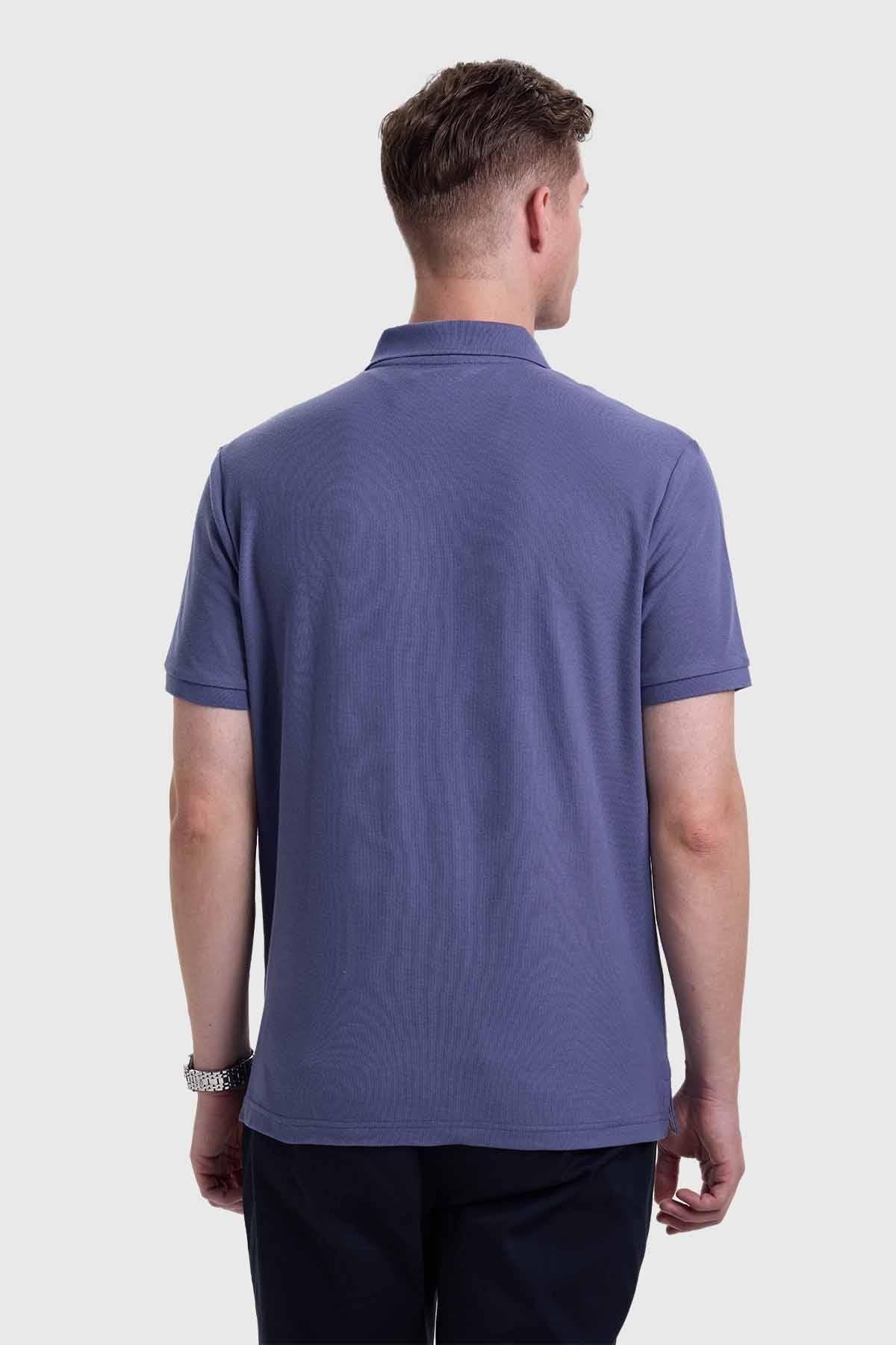 Polera Hombre Piqué Azul-2