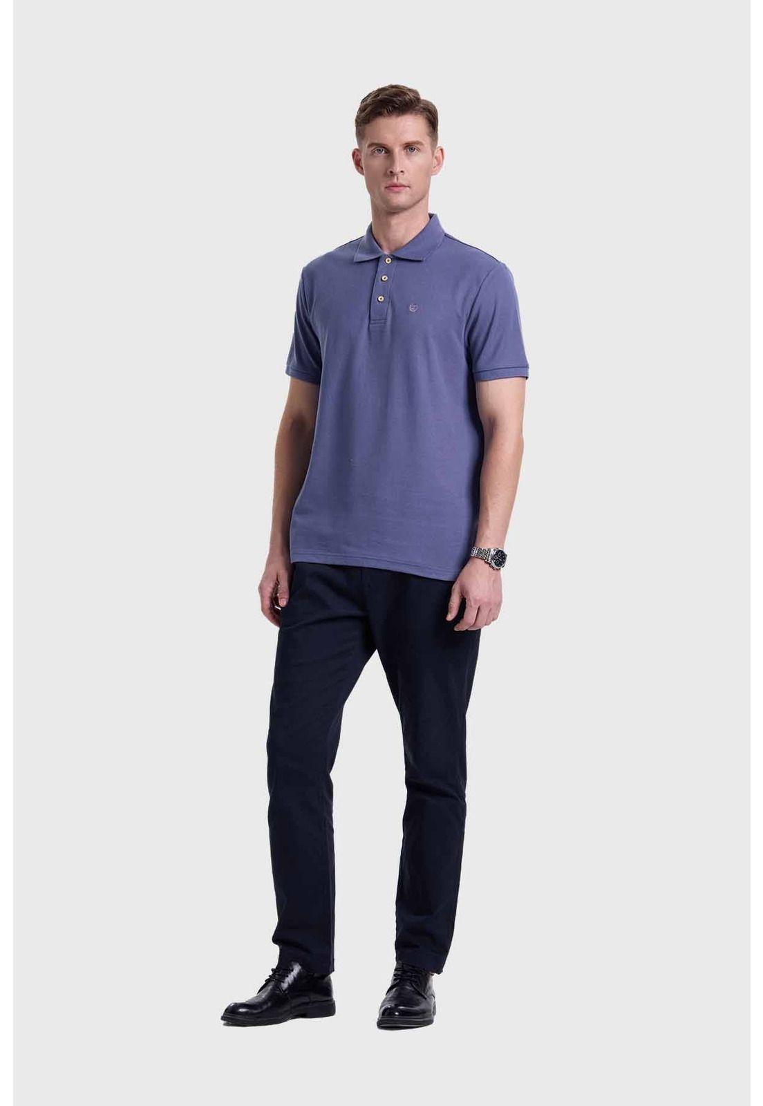 Polera Hombre Piqué Azul-3