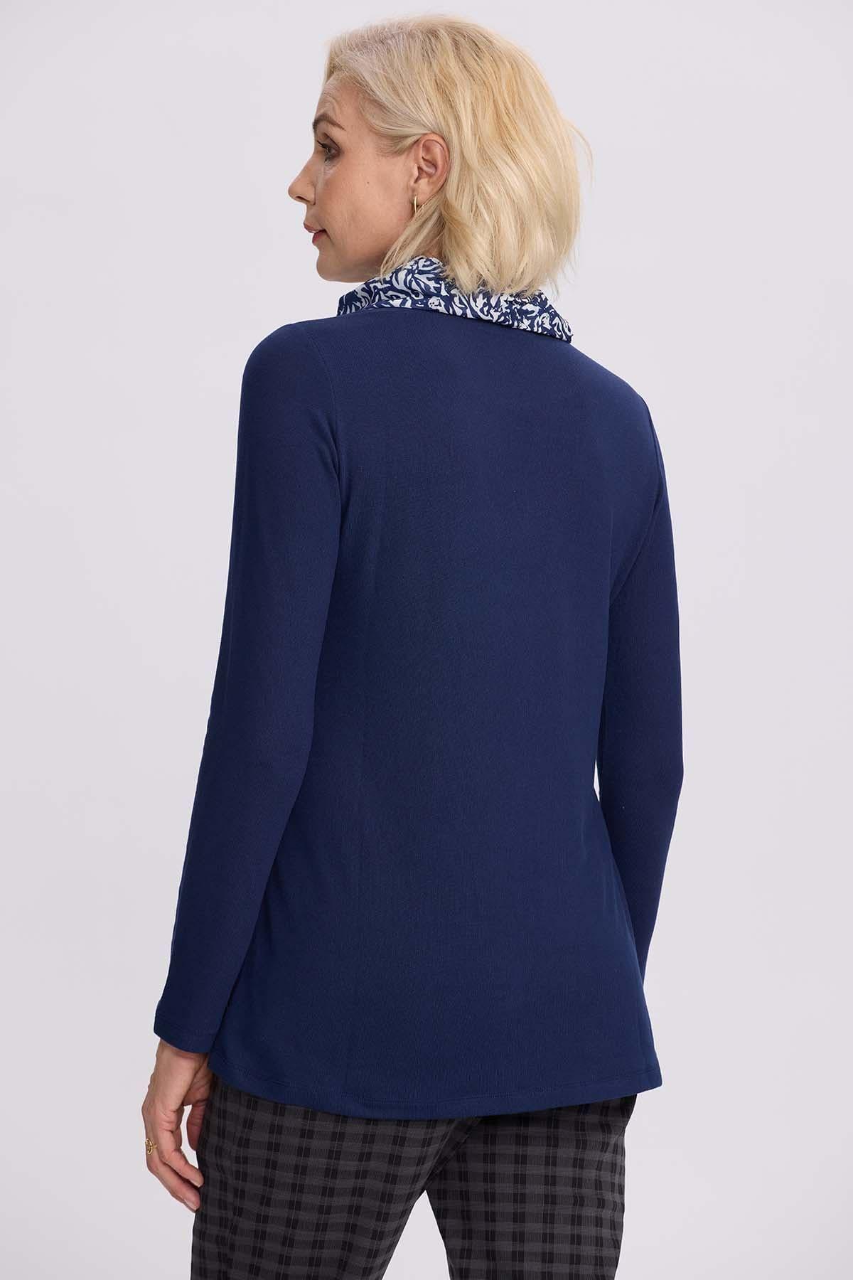 Sweater Mujer Con Pañuelo Azul-2
