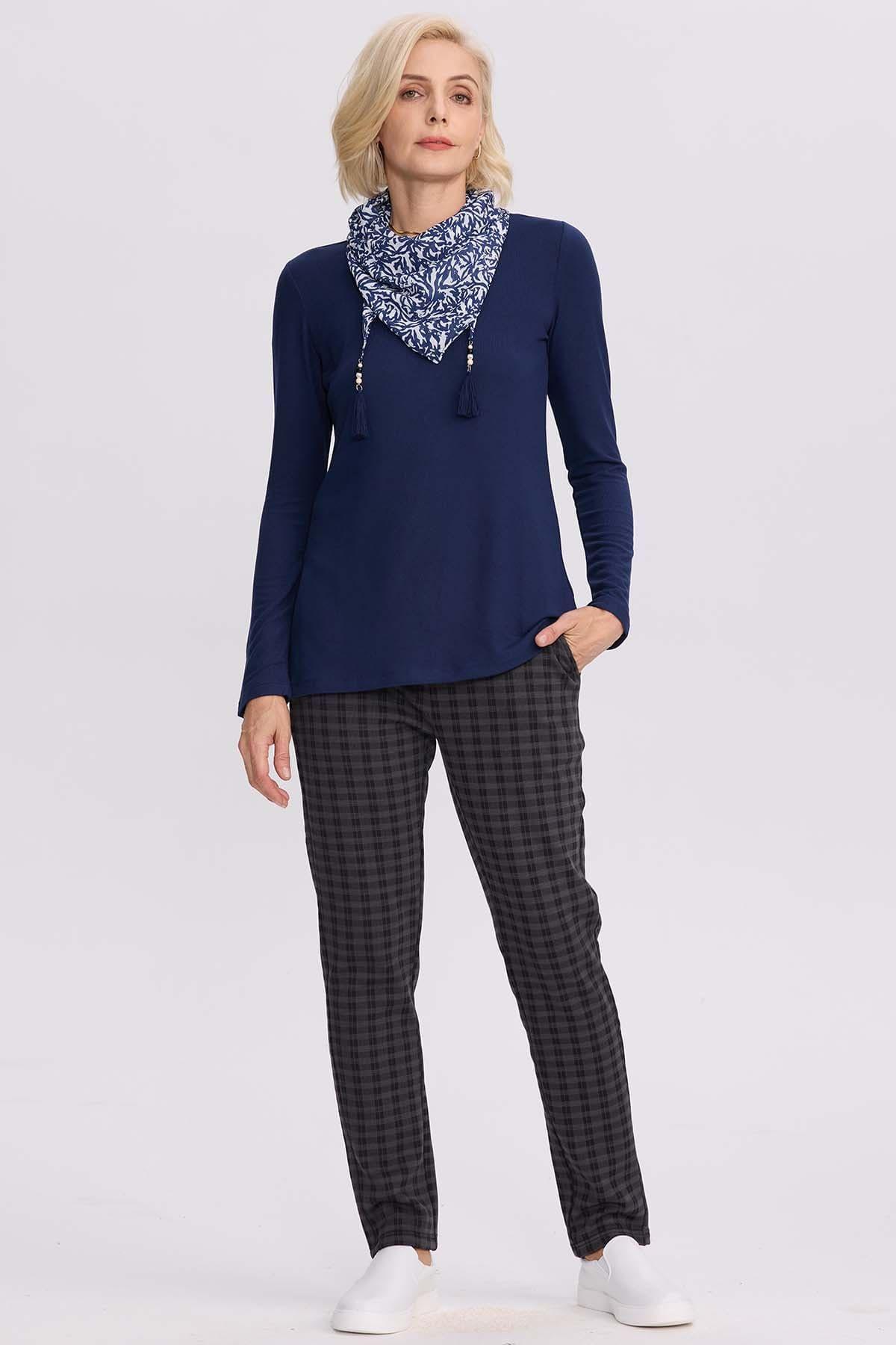 Sweater Mujer Con Pañuelo Azul-3