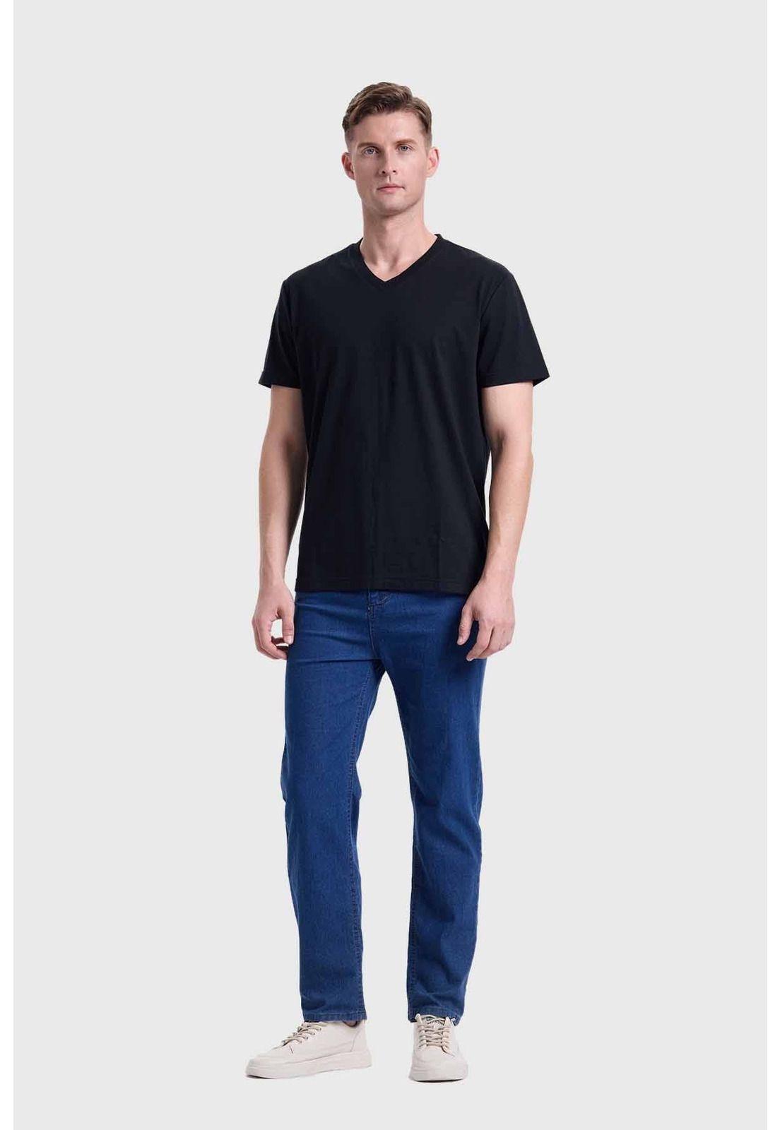 Polera Hombre Cuello V Básica Negro-3