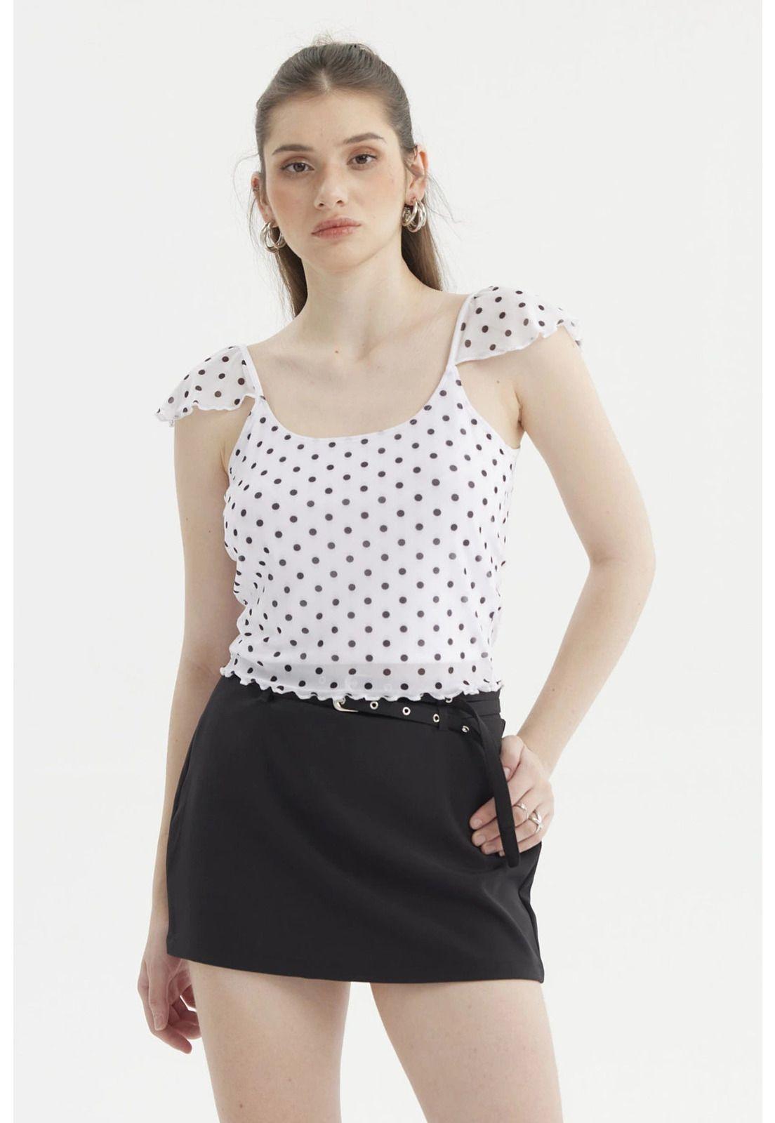 Polera Mujer Manga Vuelos Escote Cuadrado Blanco-0