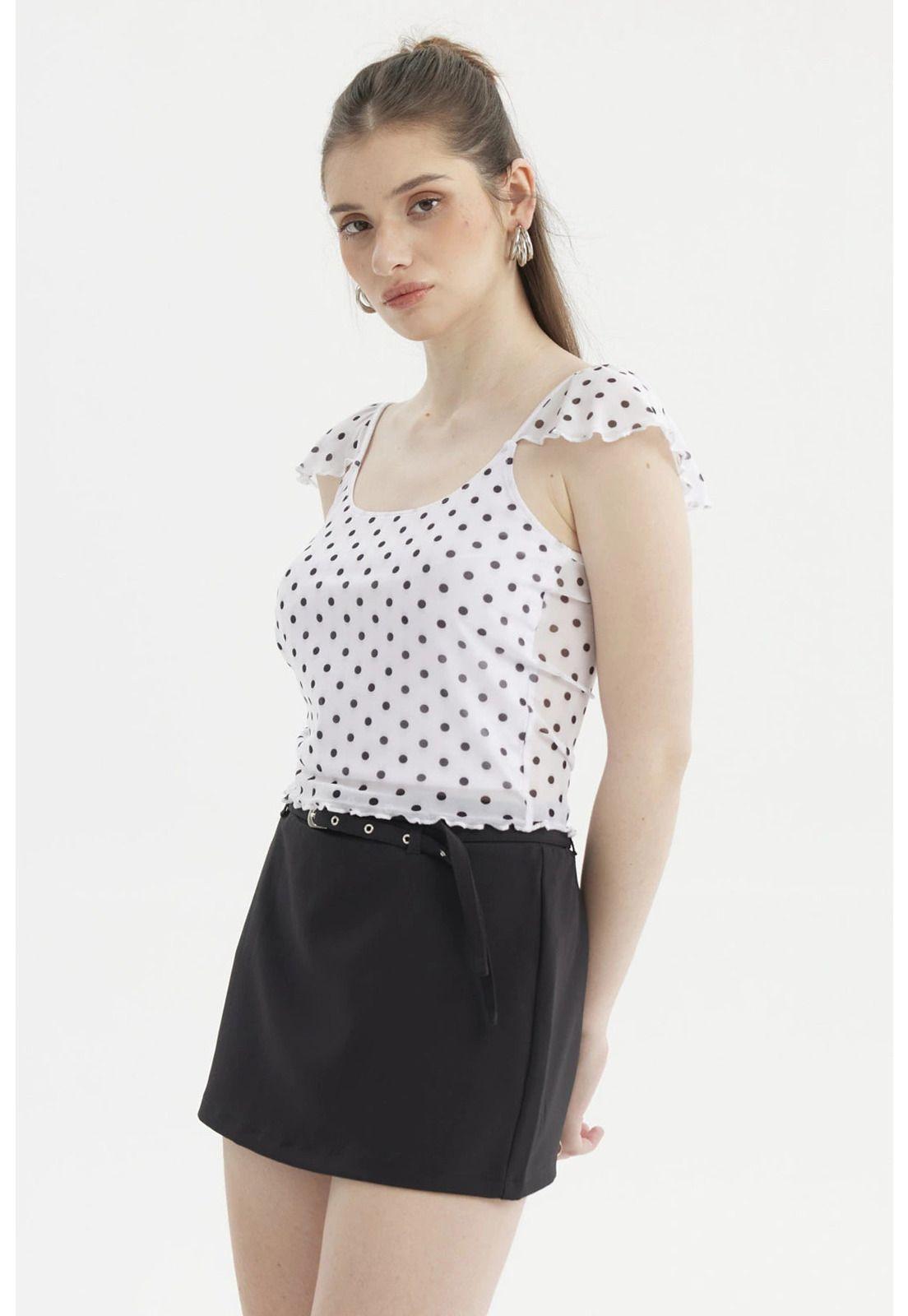 Polera Mujer Manga Vuelos Escote Cuadrado Blanco-1