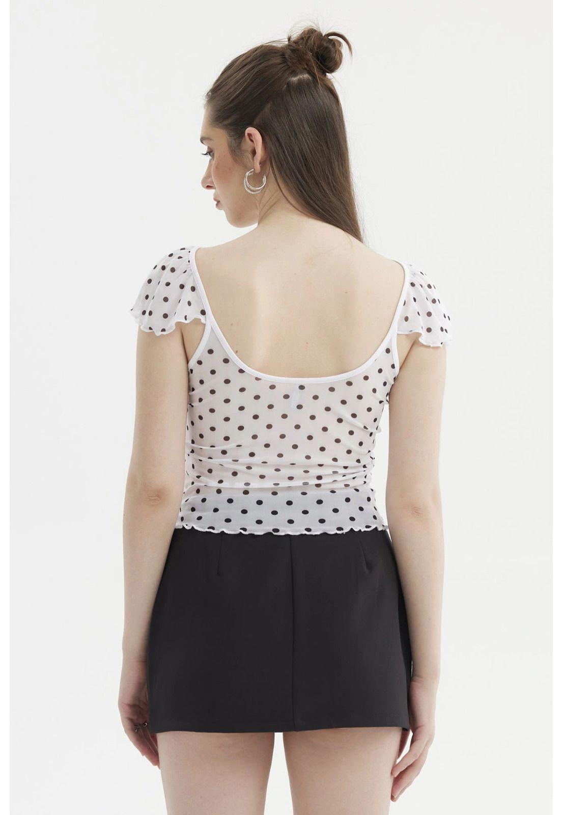 Polera Mujer Manga Vuelos Escote Cuadrado Blanco-2