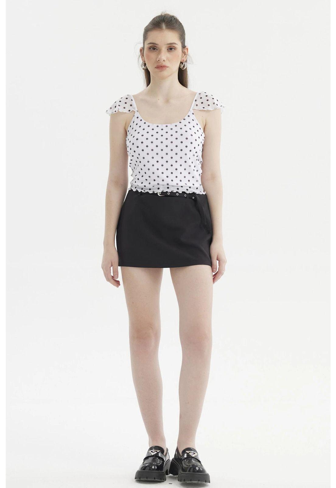 Polera Mujer Manga Vuelos Escote Cuadrado Blanco-3