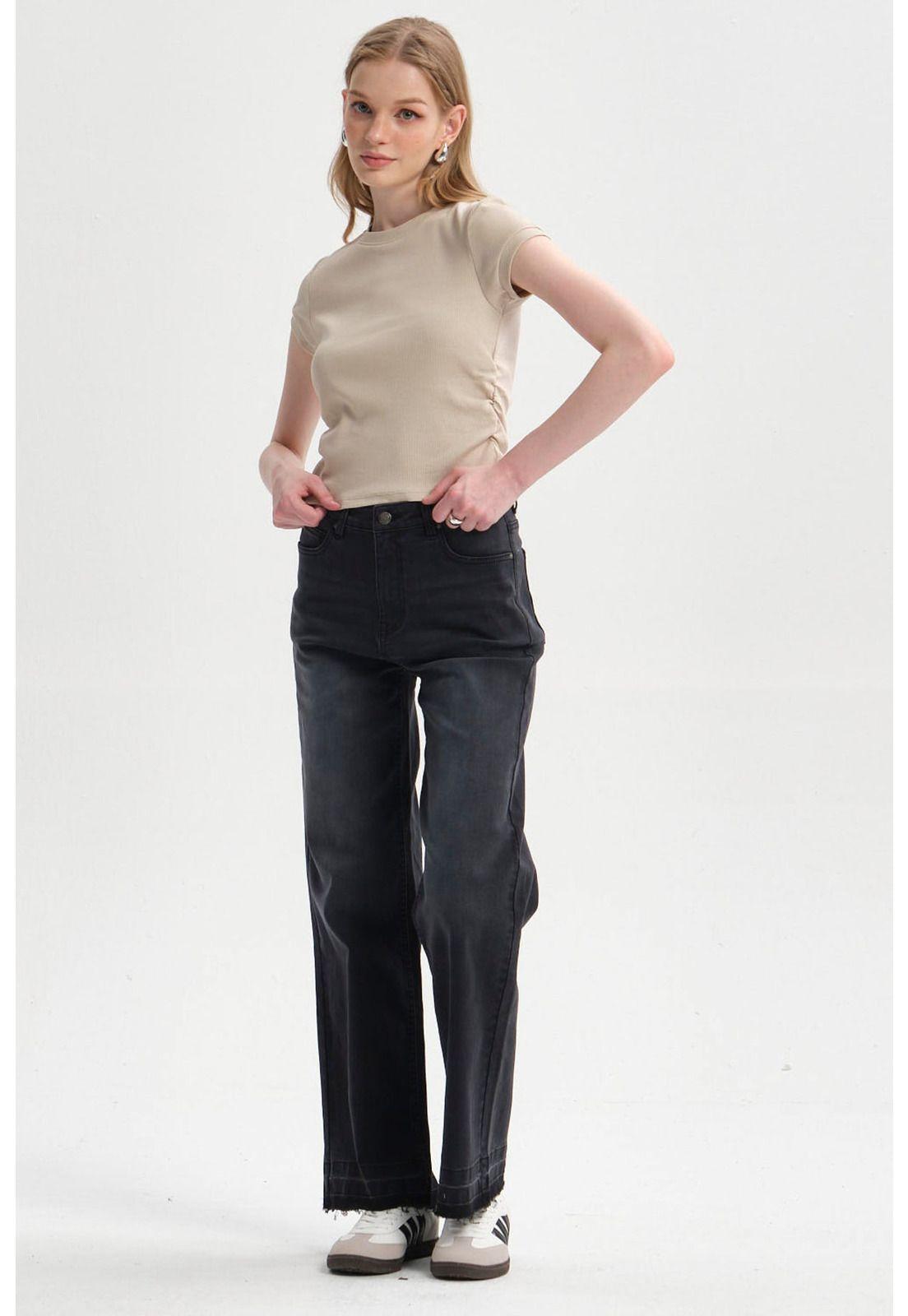 Jeans Mujer Calce Recto Negro-3