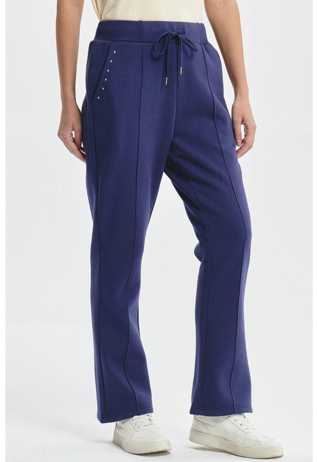 Pantalón Buzo Mujer Clásico Flare Azul-1