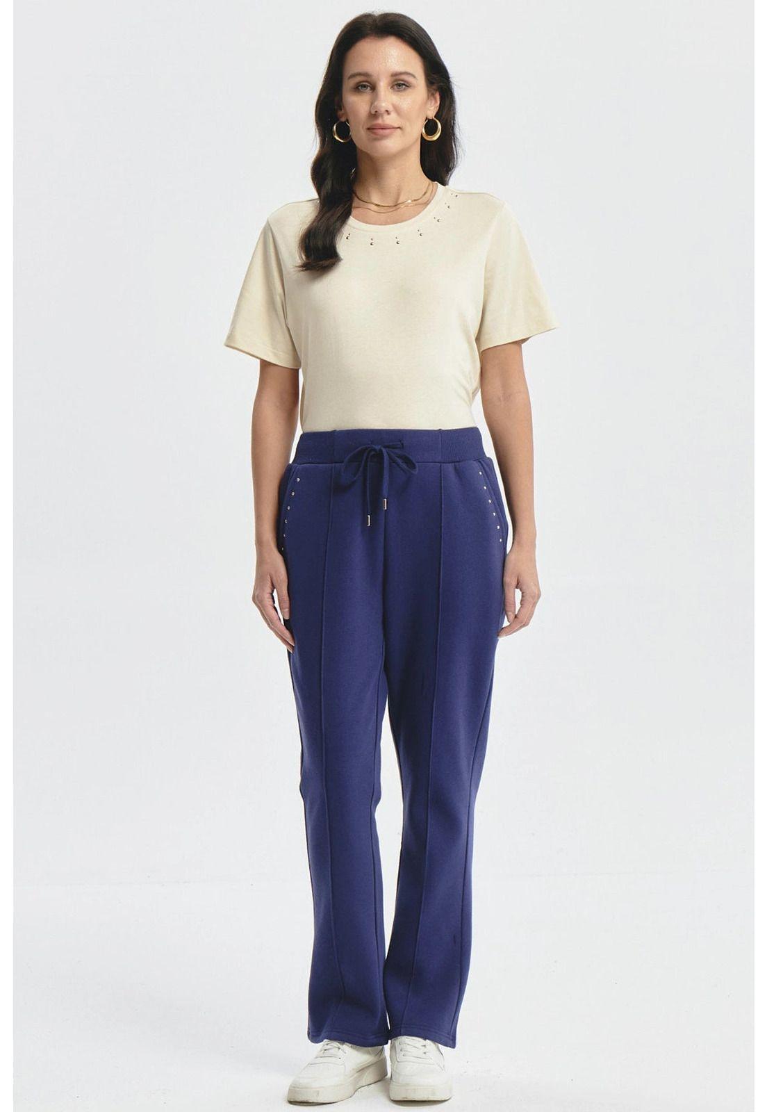 Pantalón Buzo Mujer Clásico Flare Azul-3