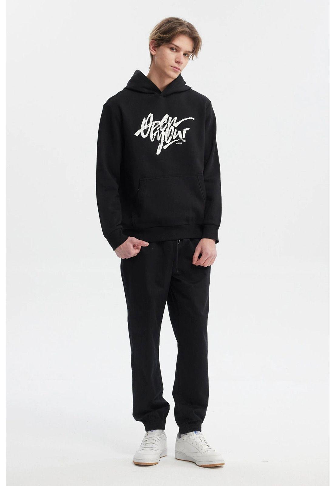 Polerón Hombre College Grafitti Negro-3