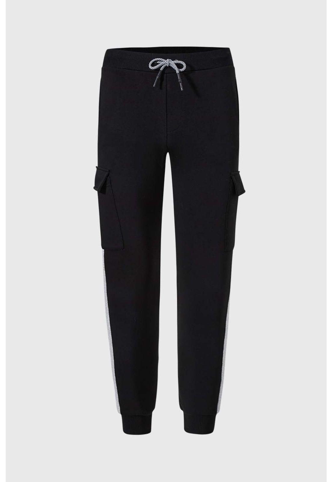 Pantalón Buzo Niño Cargo Jogger Negro-0