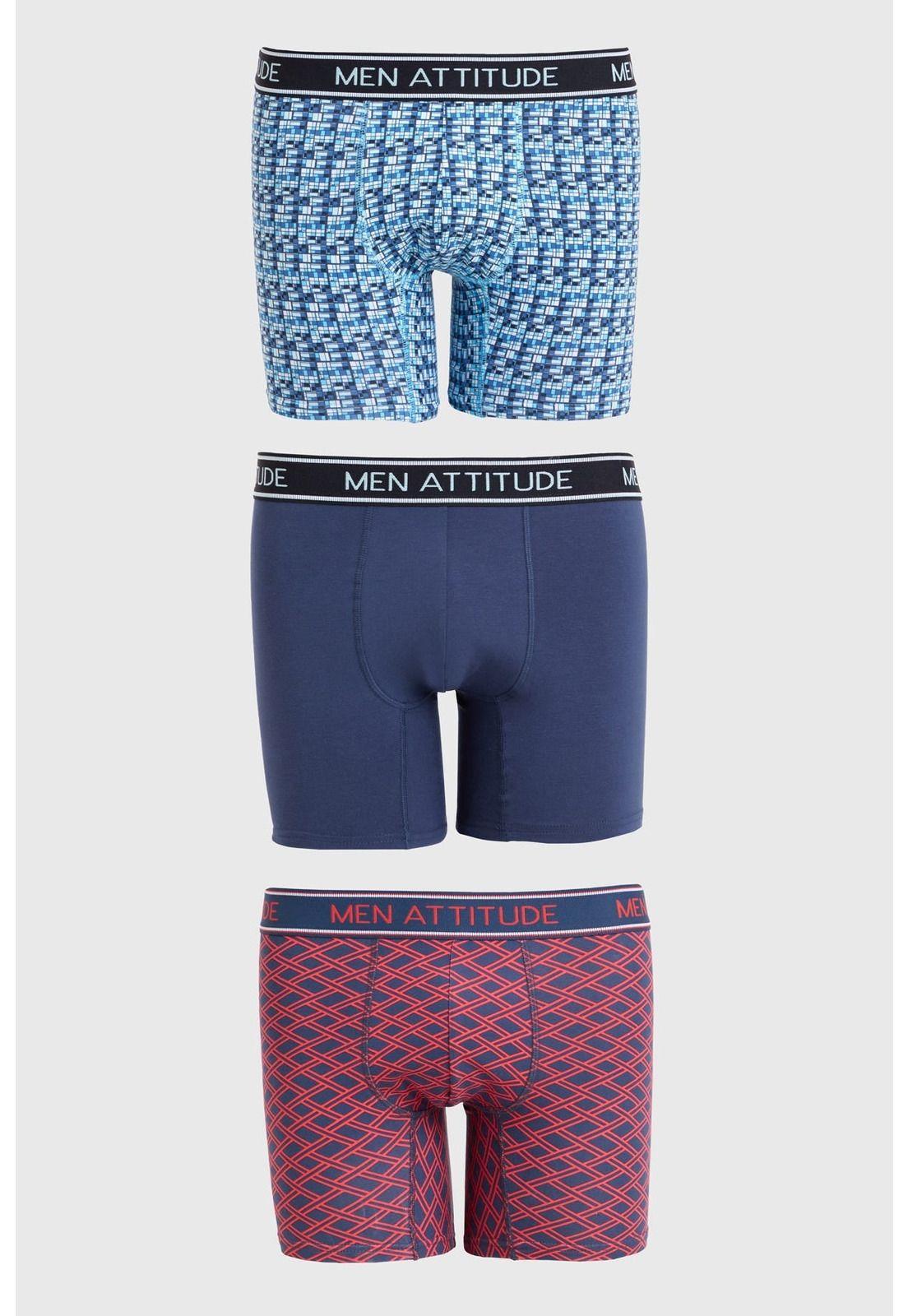 Bóxer Hombre Tripack Estampado Azul - ll-0