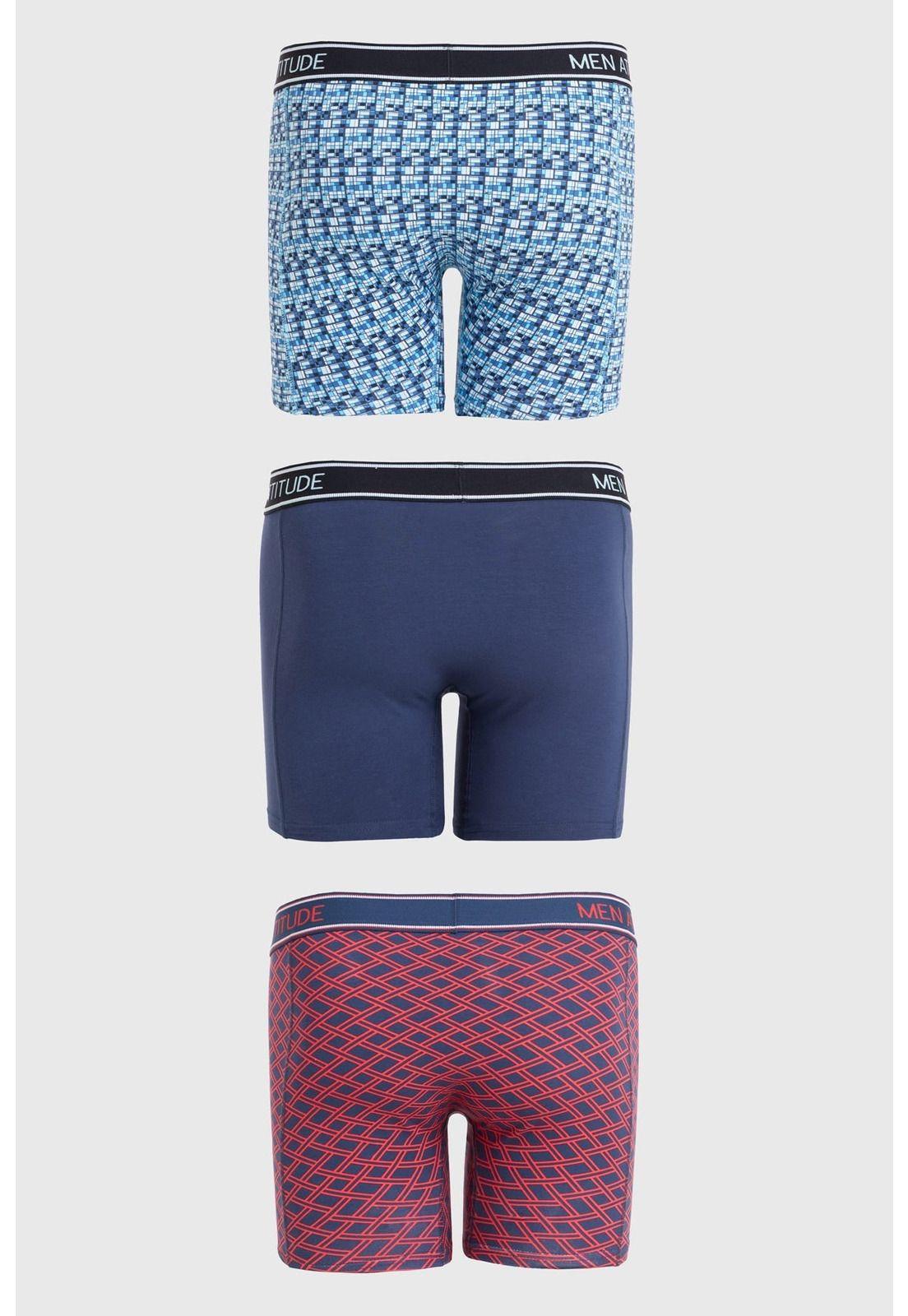 Bóxer Hombre Tripack Estampado Azul - ll-1