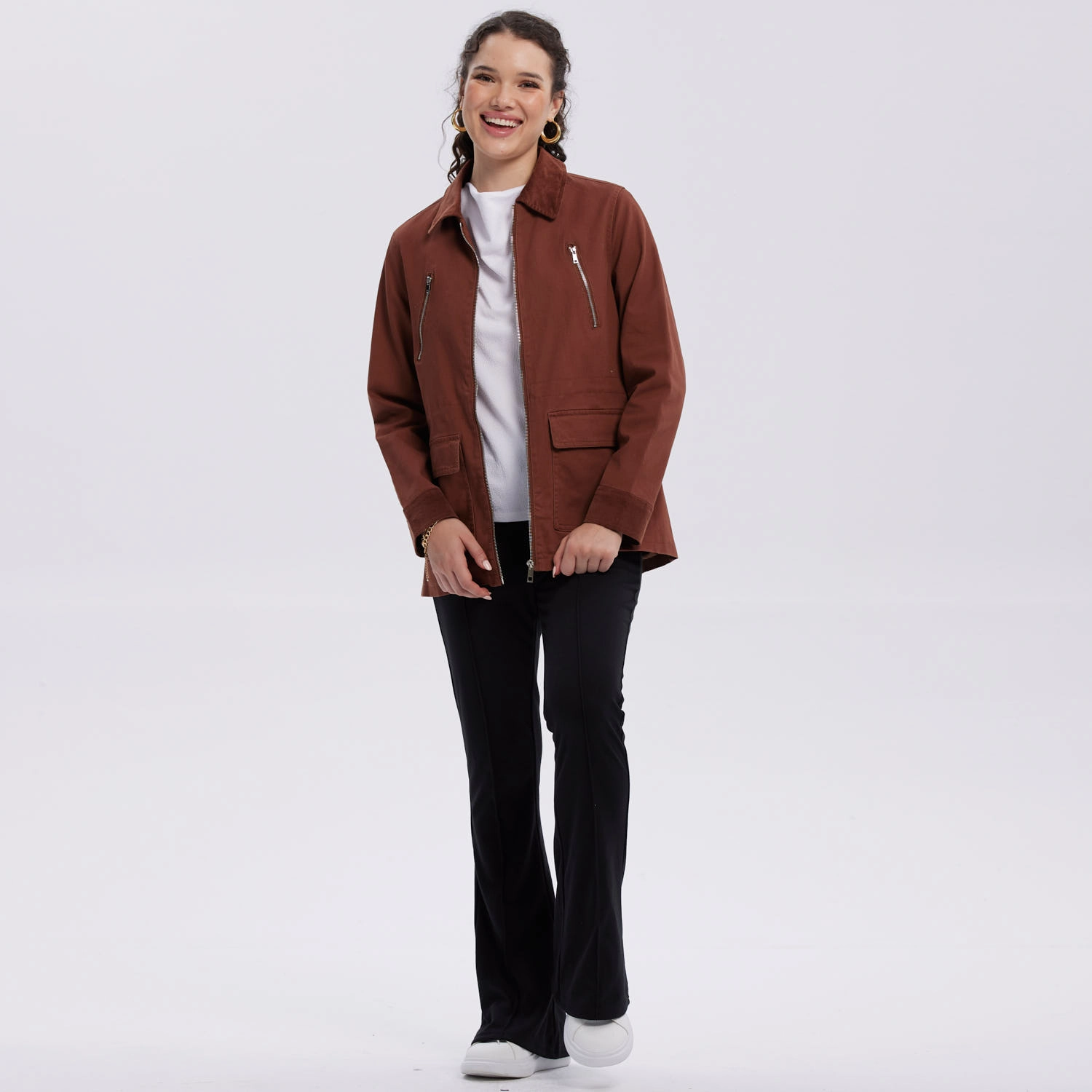 Chaqueta Mujer Gabardina Cafe-0