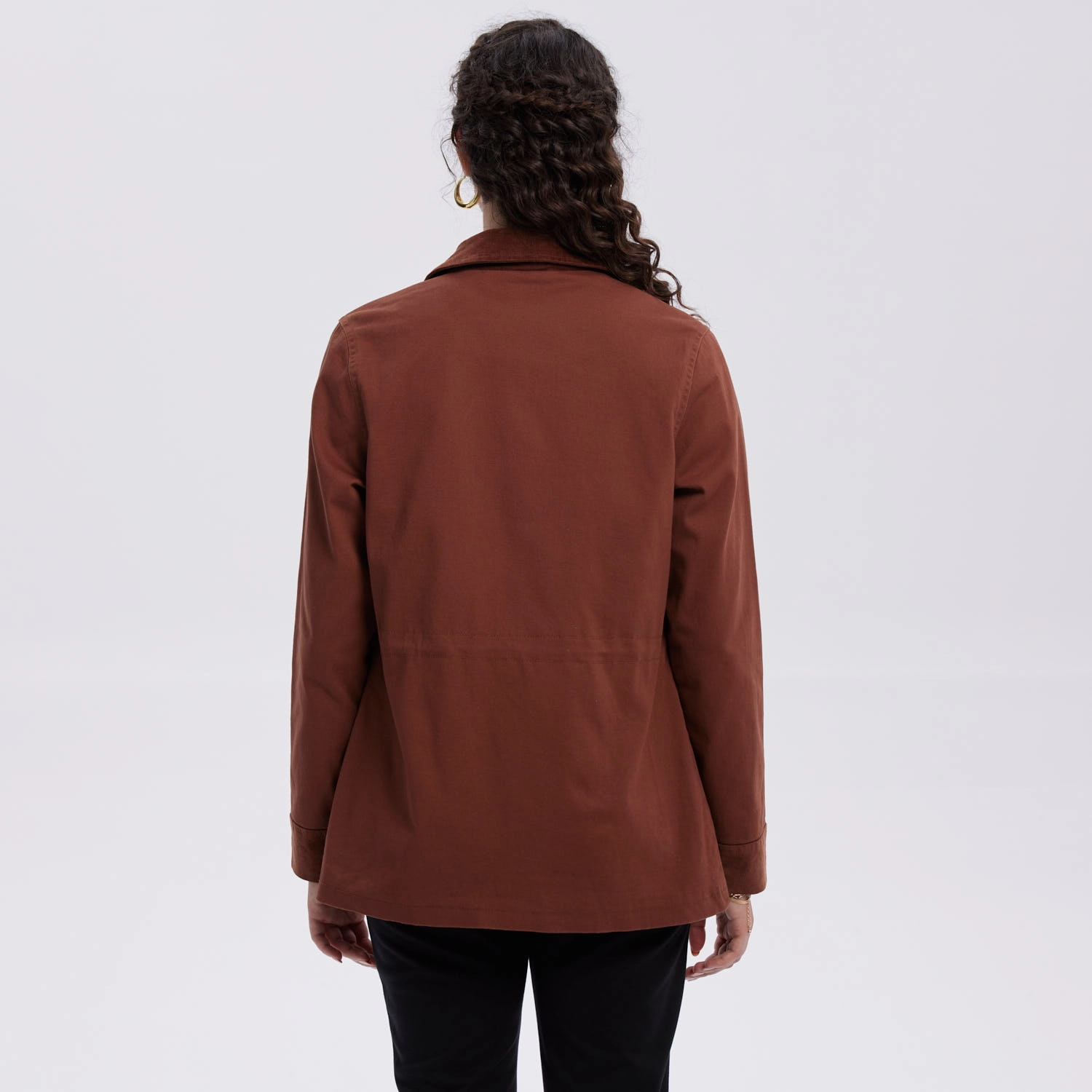 Chaqueta Mujer Gabardina Cafe-1