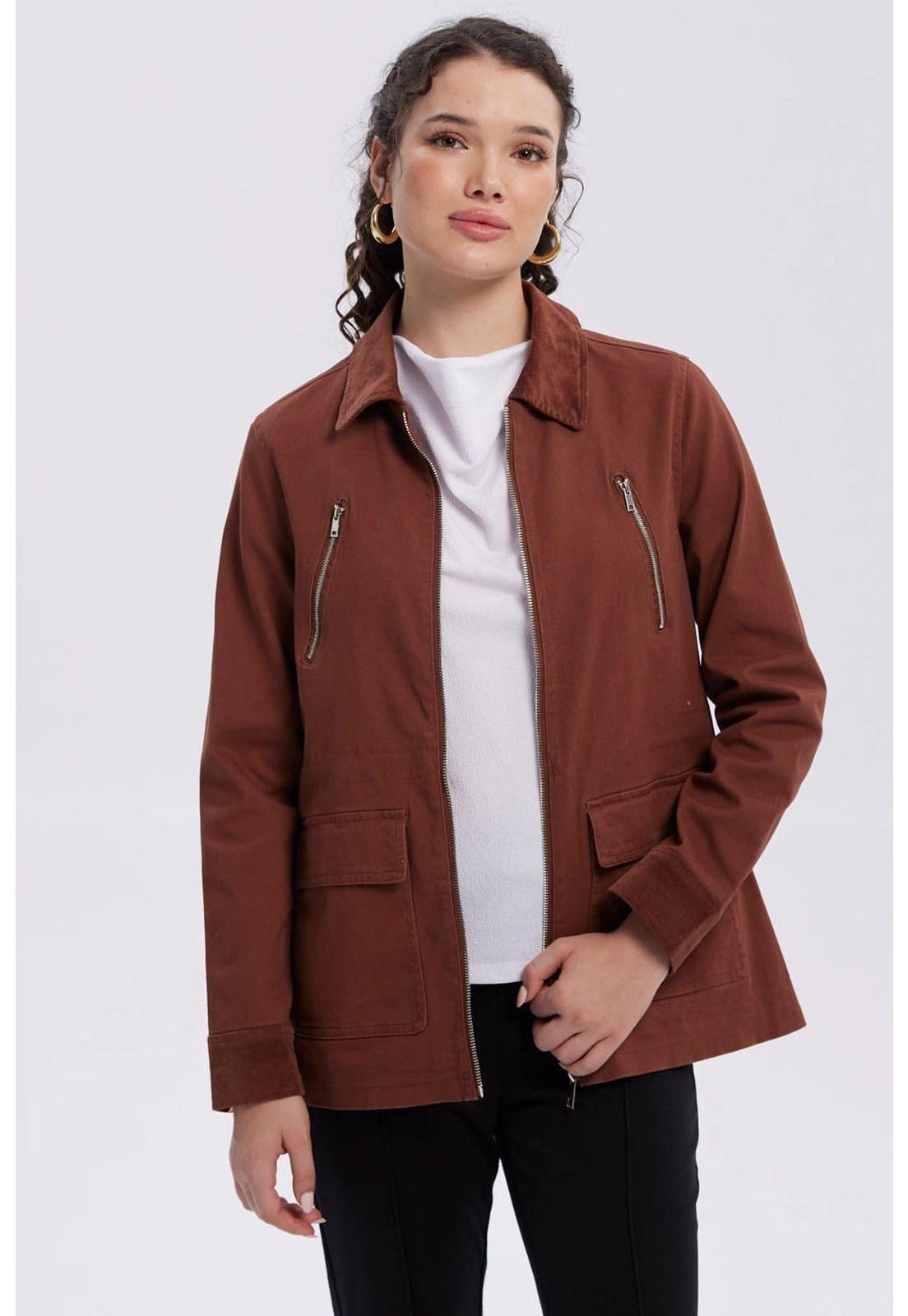 Chaqueta Mujer Gabardina Café-0