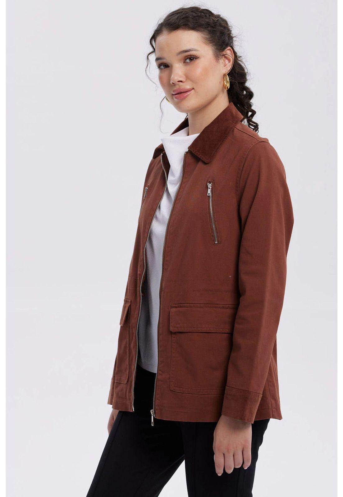 Chaqueta Mujer Gabardina Café-1