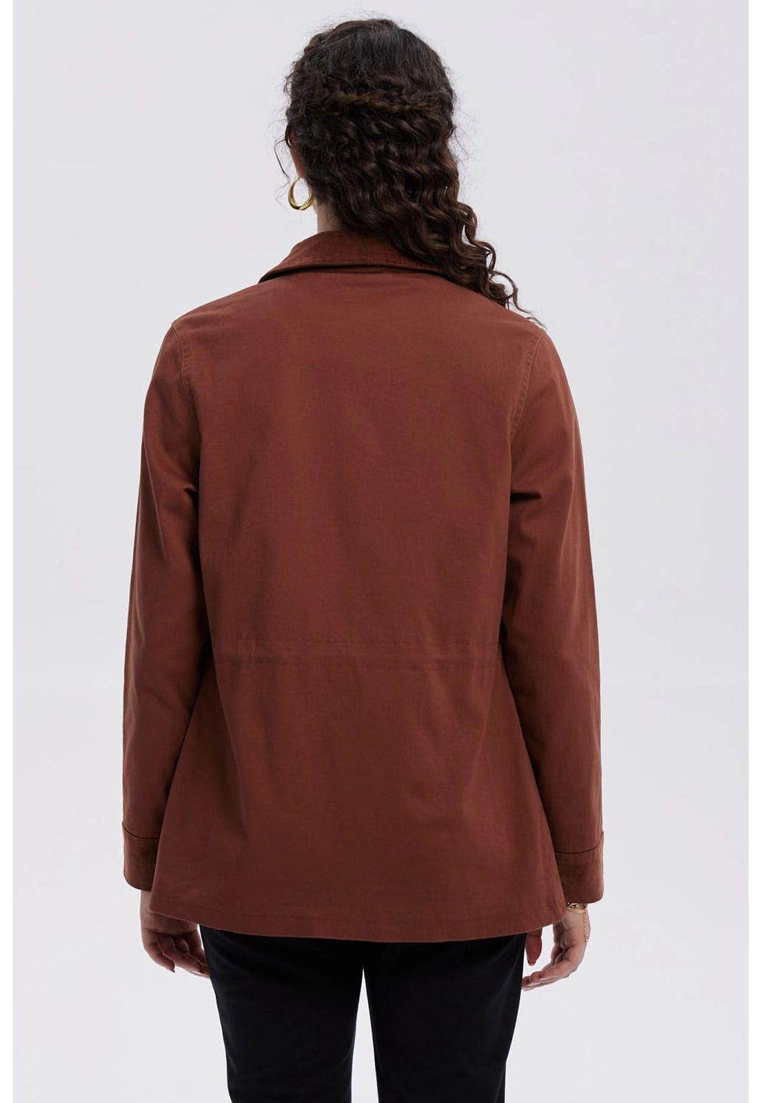 Chaqueta Mujer Gabardina Café-2