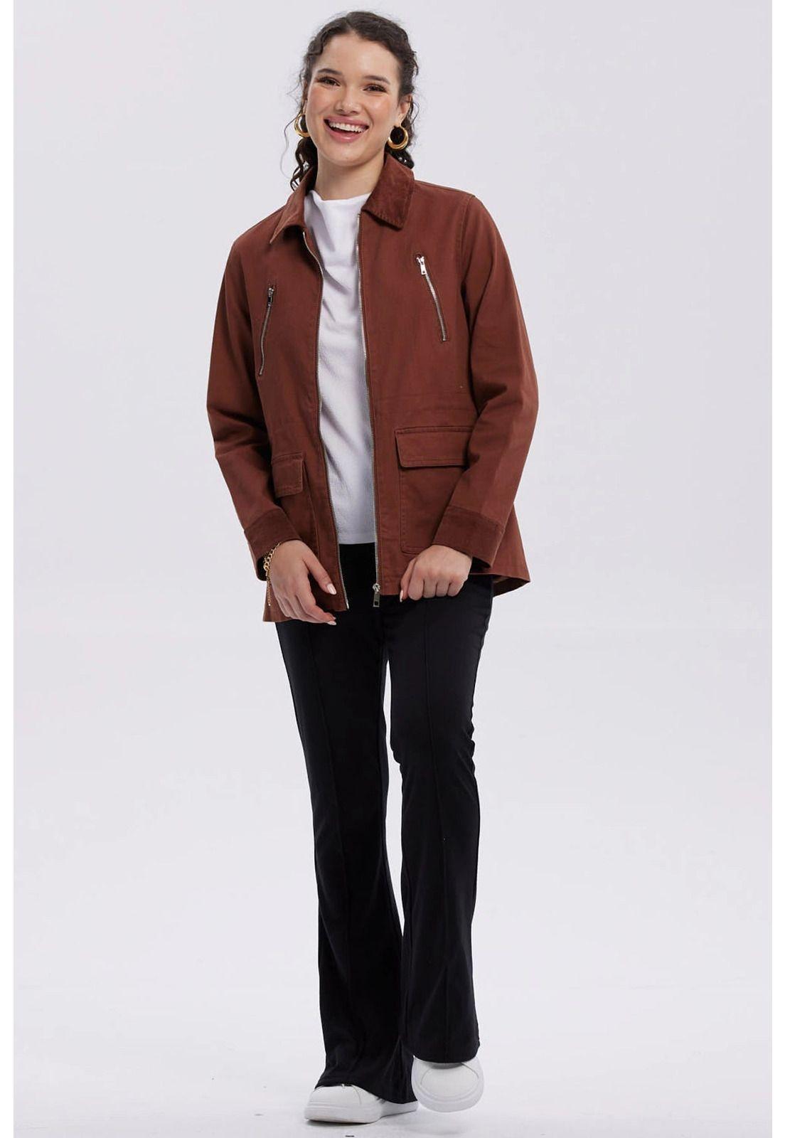 Chaqueta Mujer Gabardina Café-3