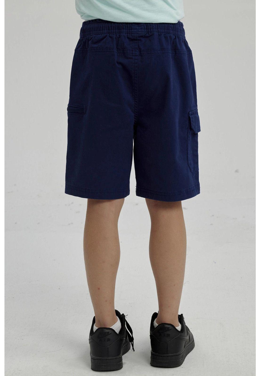 Bermuda Niño Cargo Gabardina Azul-2