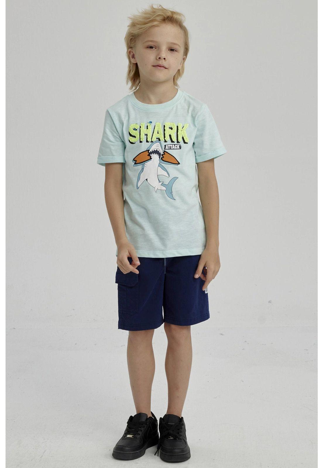 Bermuda Niño Cargo Gabardina Azul-3