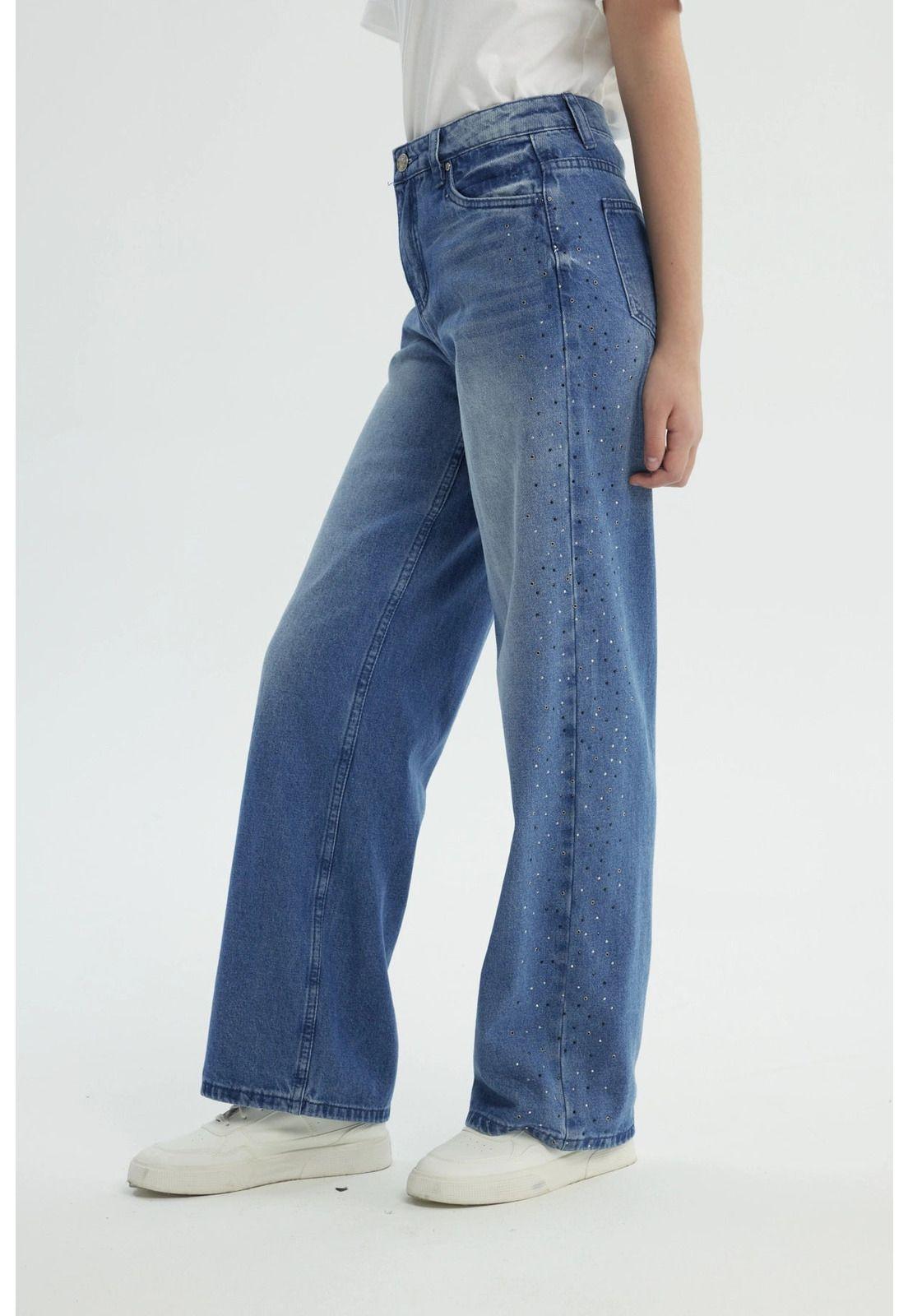 Jeans Niña Wide Leg Azul - Xl-1