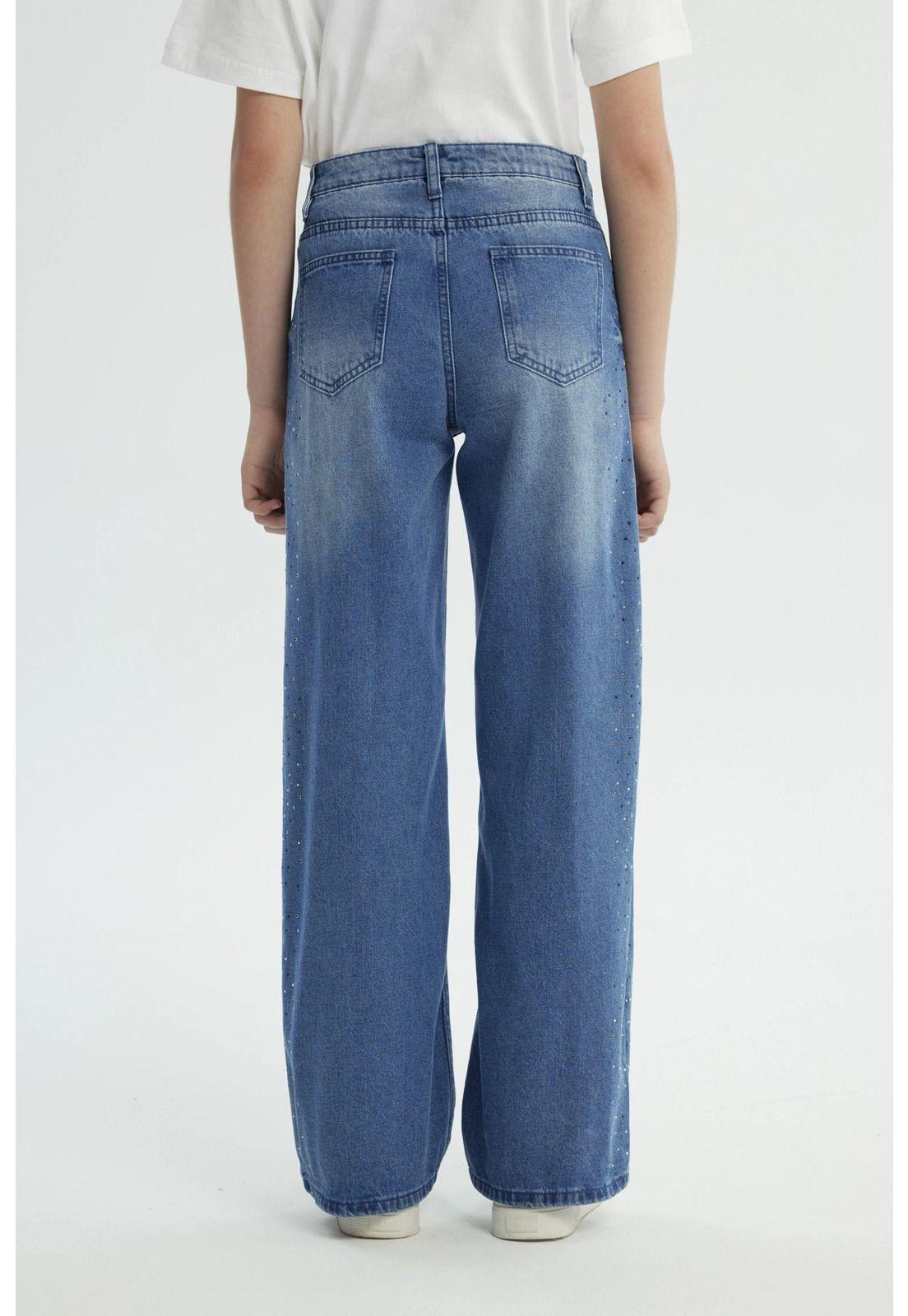 Jeans Niña Wide Leg Azul - Xl-2