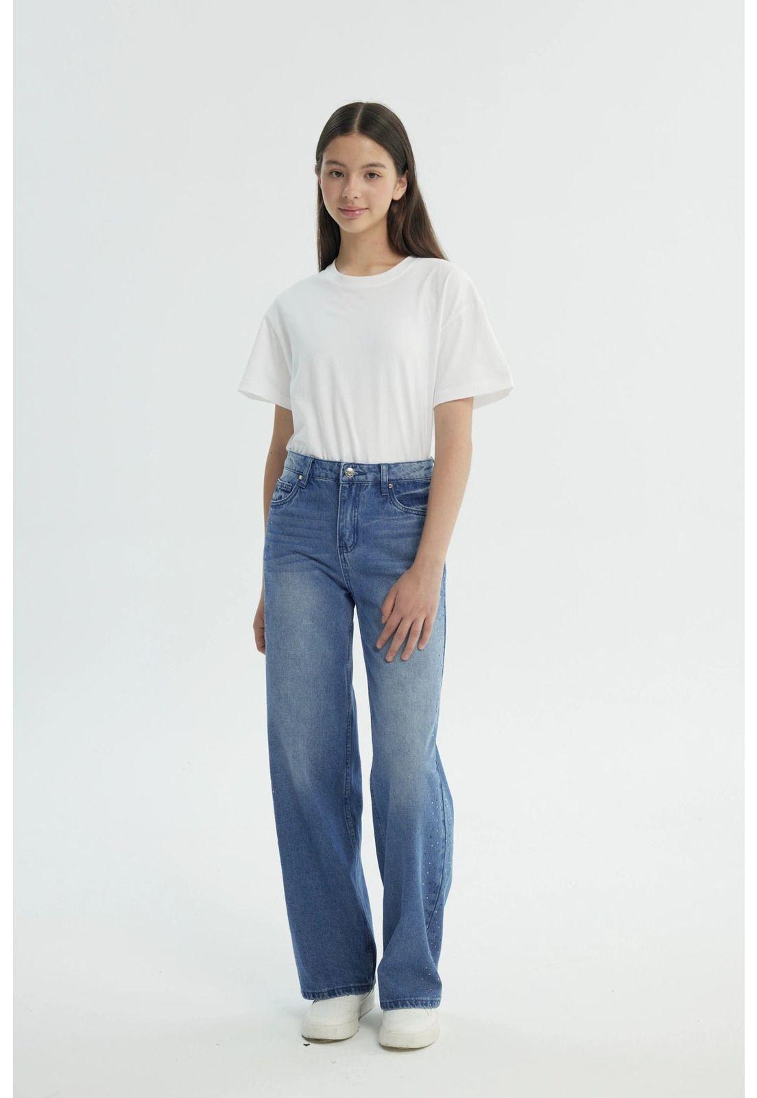 Jeans Niña Wide Leg Azul - Xl-3