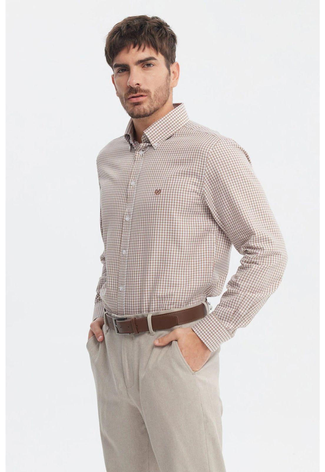 Camisa Hombre Slim Beige-1