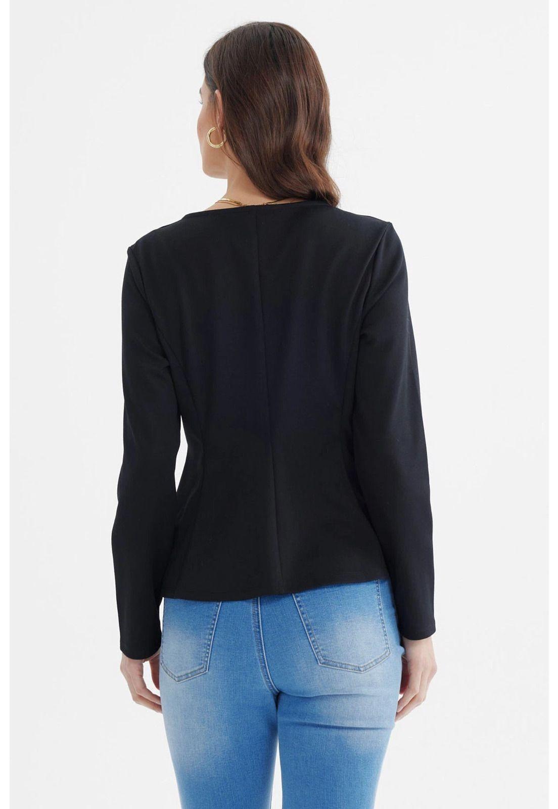 Blazer Mujer Ajustado Negro-2