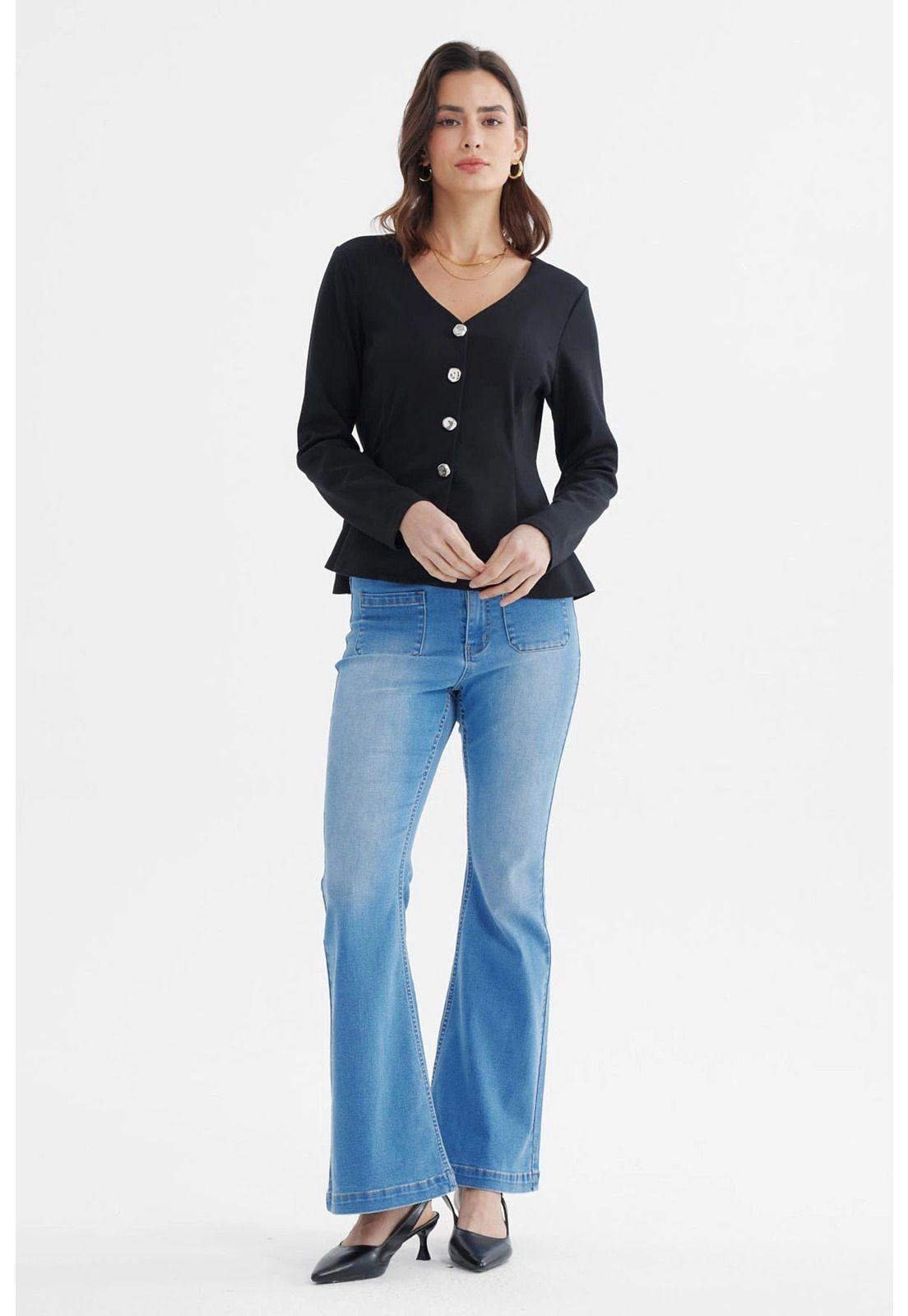 Blazer Mujer Ajustado Negro-3