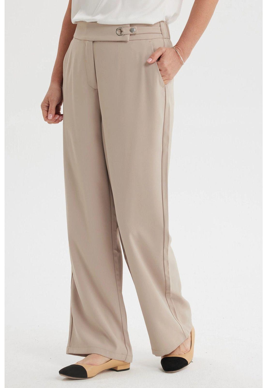 Pantalón Mujer Detalle Pretina Arena-1