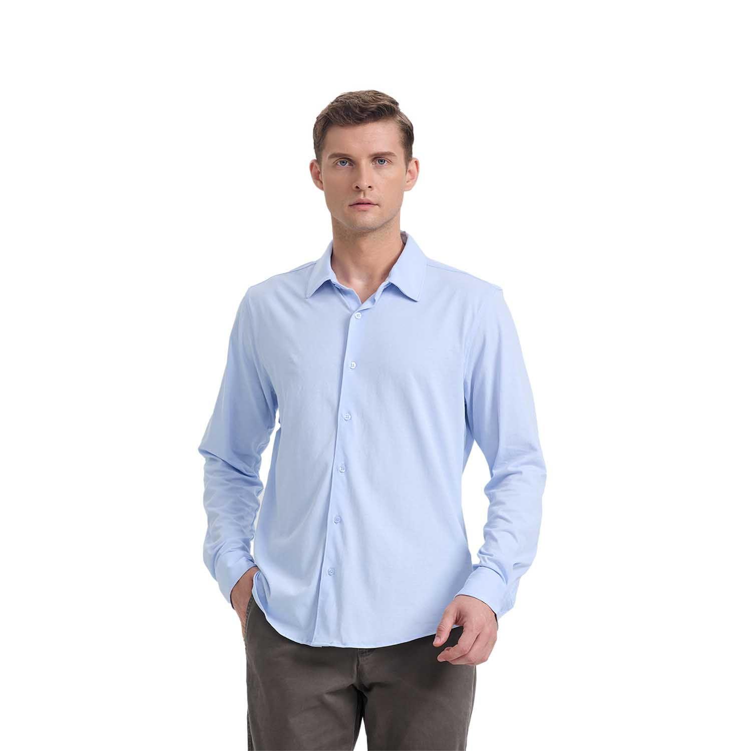 Camisa Hombre Acabado Mercerizado Celeste Fashion's Park-0