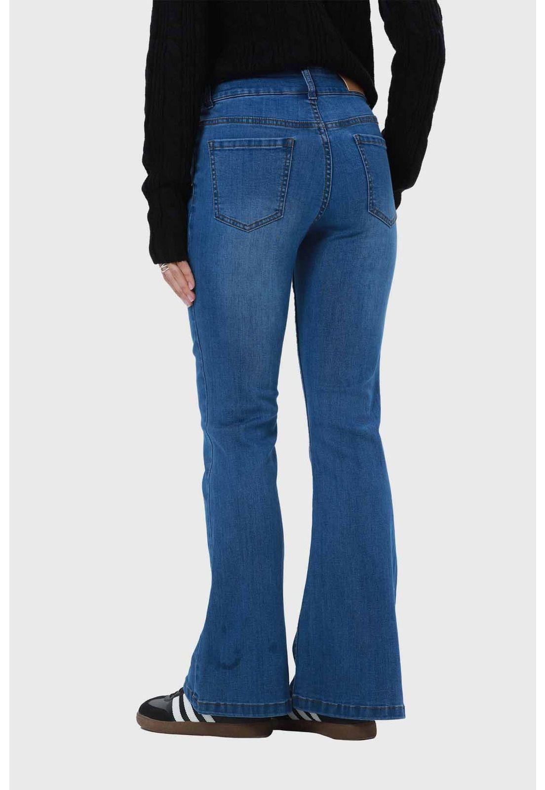 Jeans Mujer Flare Línea Lavada Azul-2
