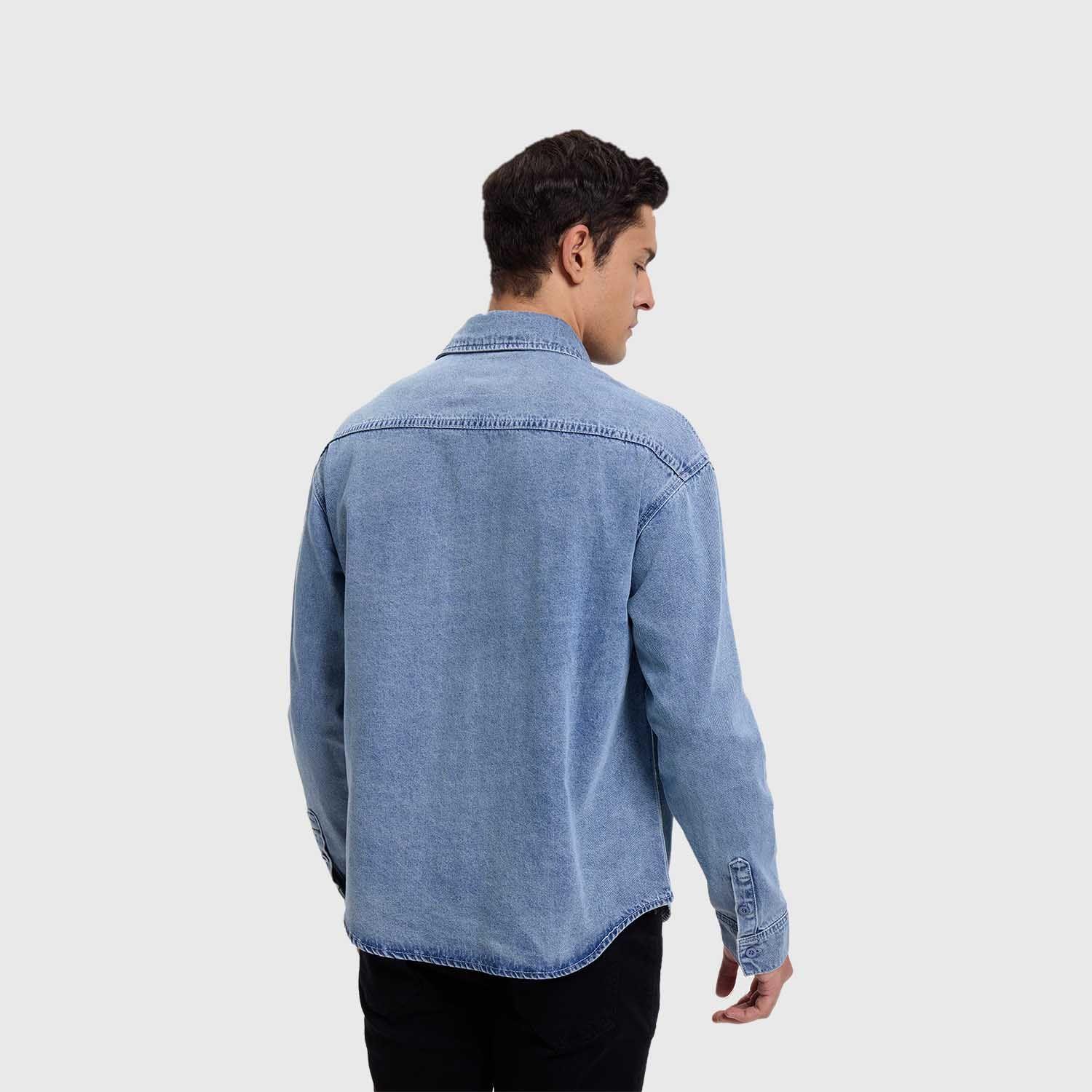 Camisa Hombre Doble Bolsillo Azul Claro Fashion's Park-2