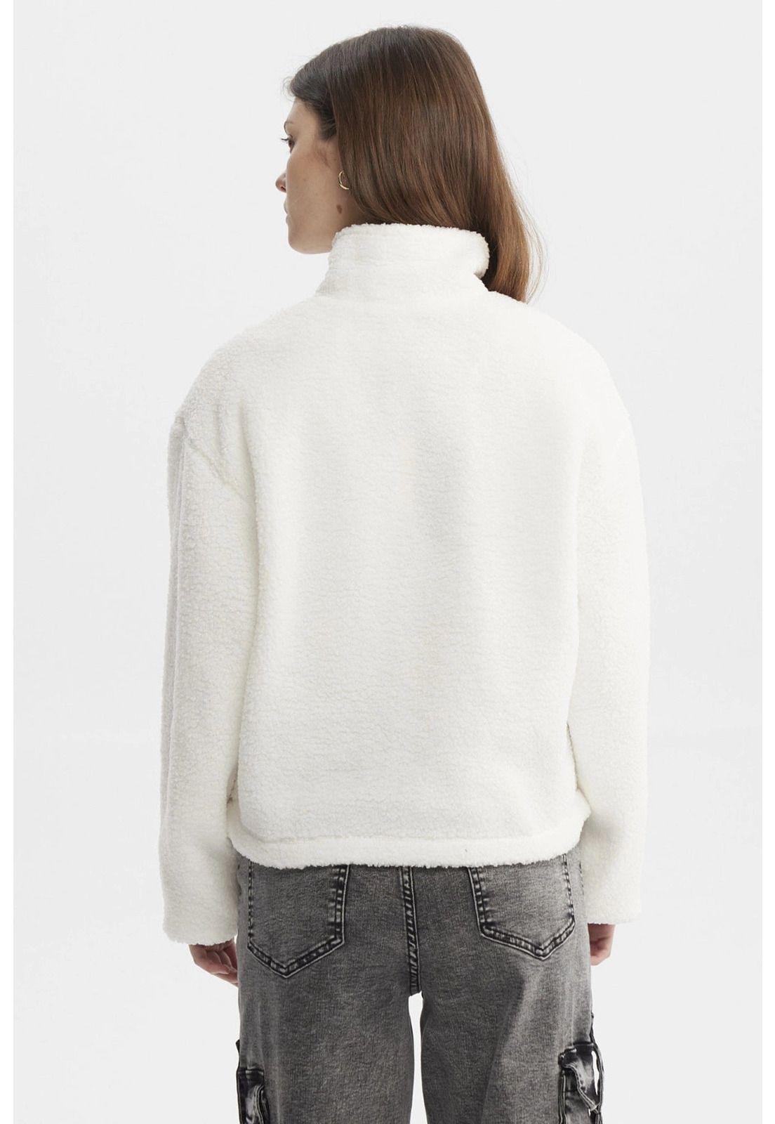 Polar Mujer Corderito Medio Cierre Crudo-2