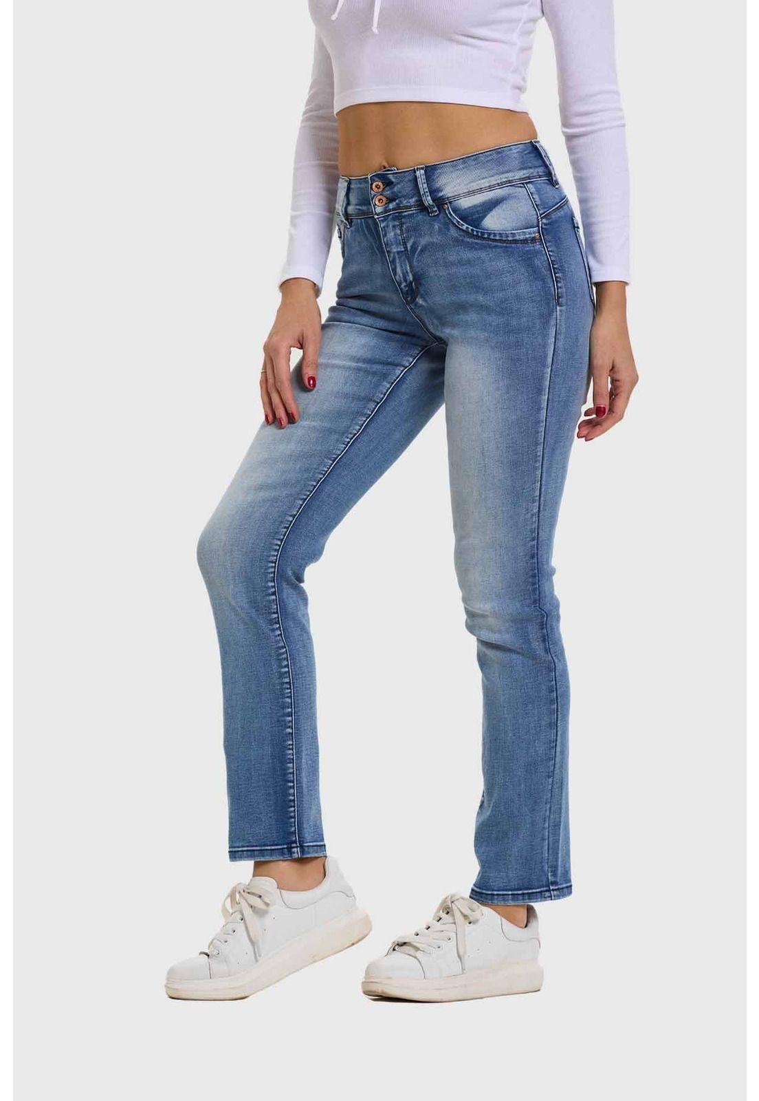 Jeans Mujer Flo Recto Azul - ll-1