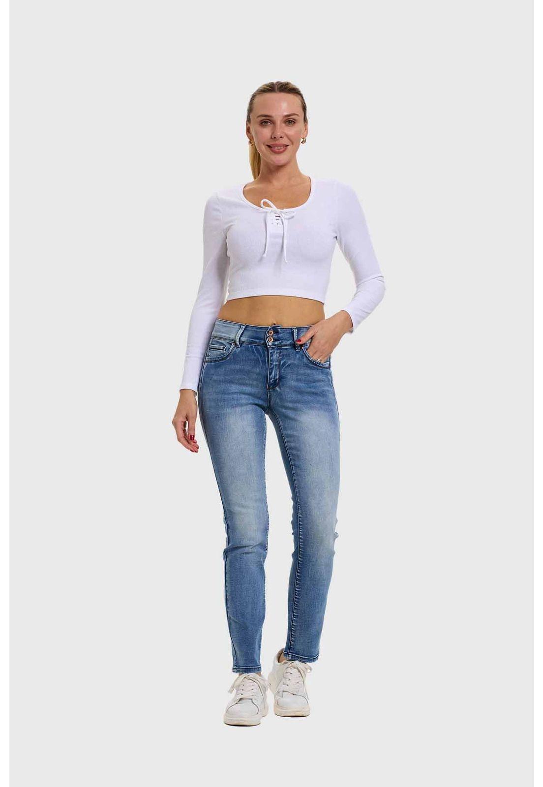 Jeans Mujer Flo Recto Azul - ll-3