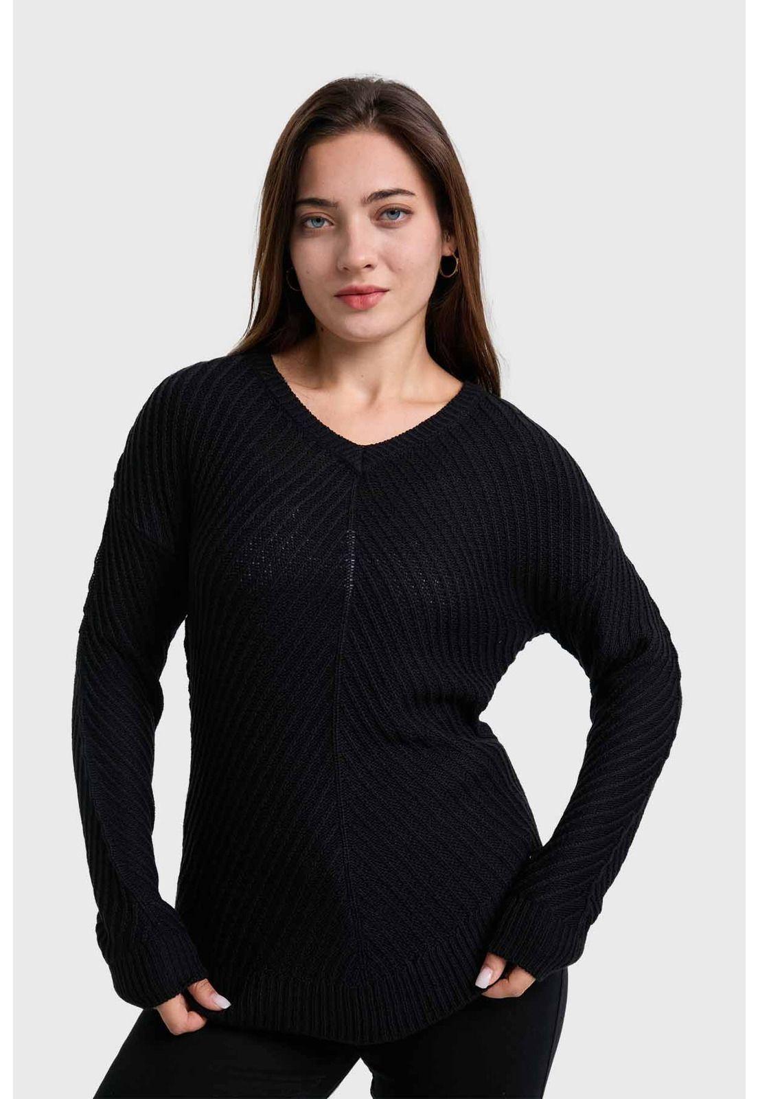 Sweater Mujer Listado Negro-0