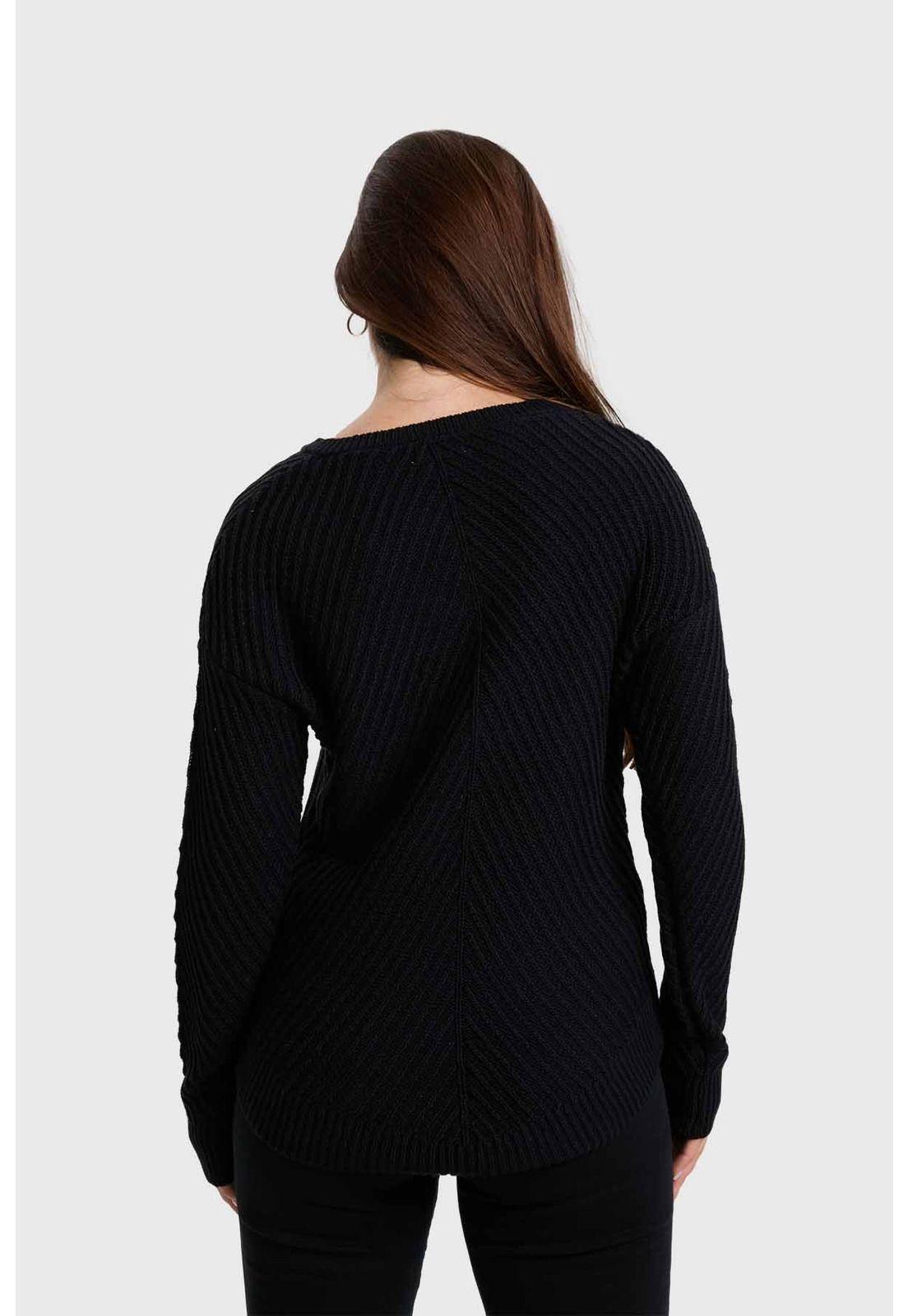 Sweater Mujer Listado Negro-2
