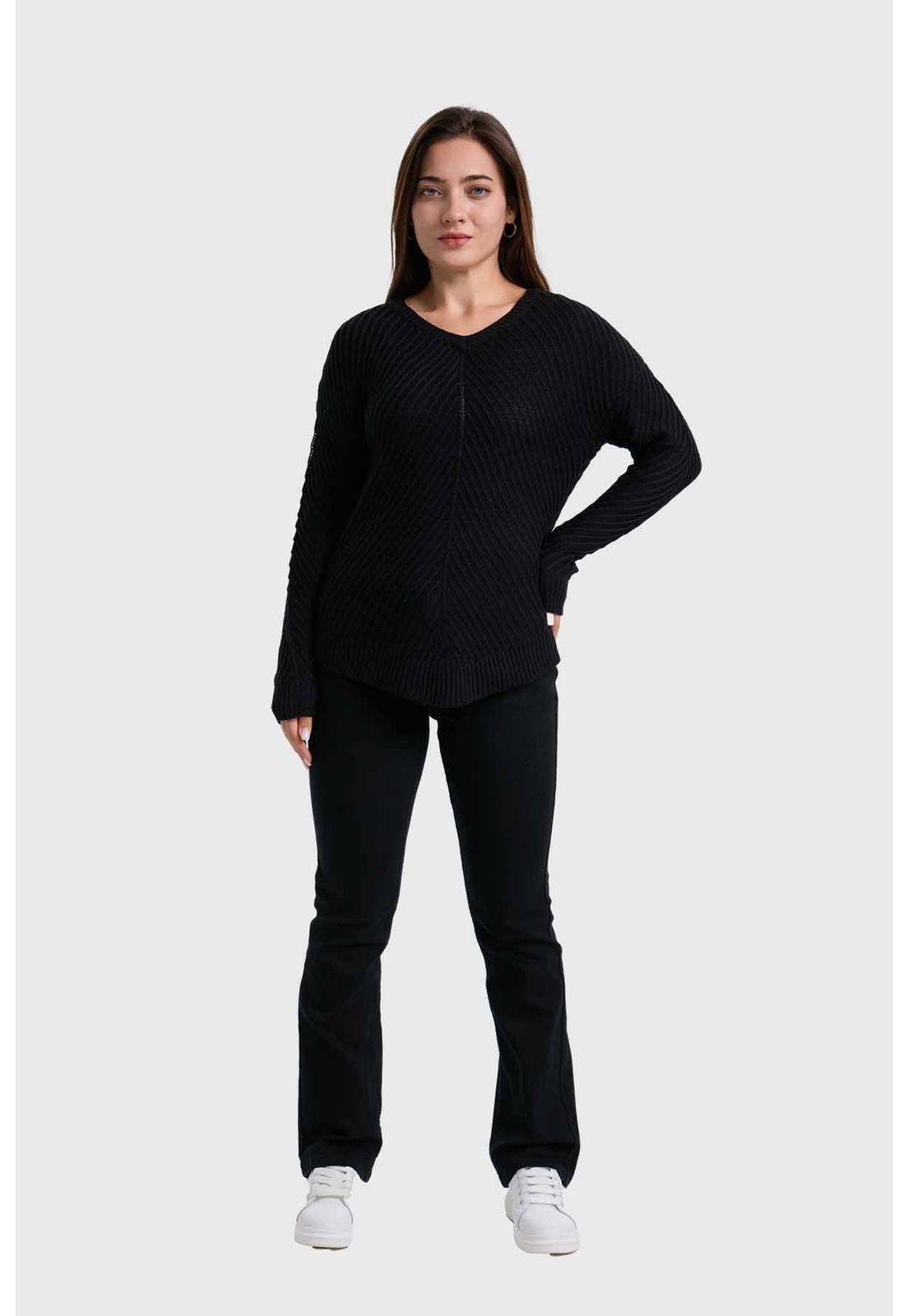Sweater Mujer Listado Negro-3