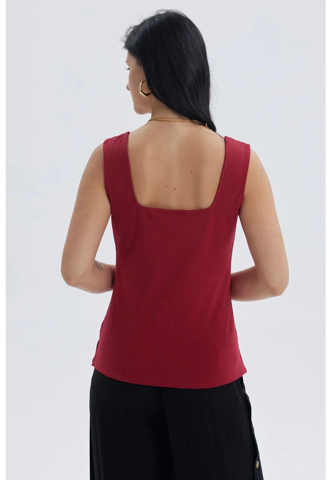 Polera Mujer Escote Cuadrado Rojo Oscuro-2