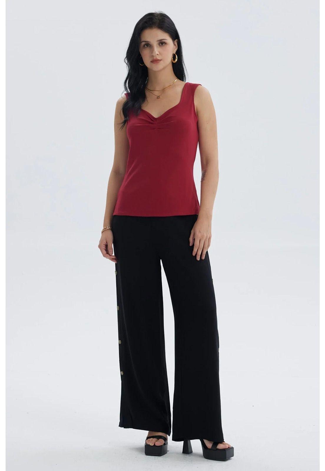 Polera Mujer Escote Cuadrado Rojo Oscuro-3