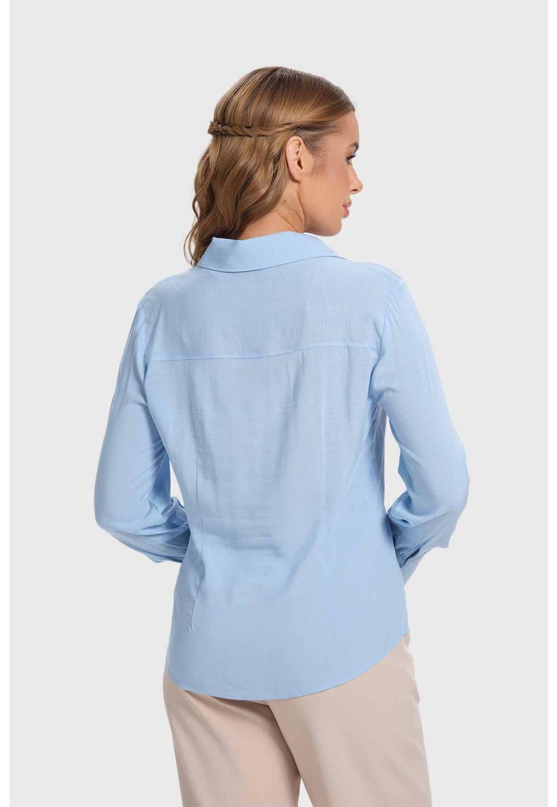 Blusa Mujer Abotonada Con Pinzas Celeste-2