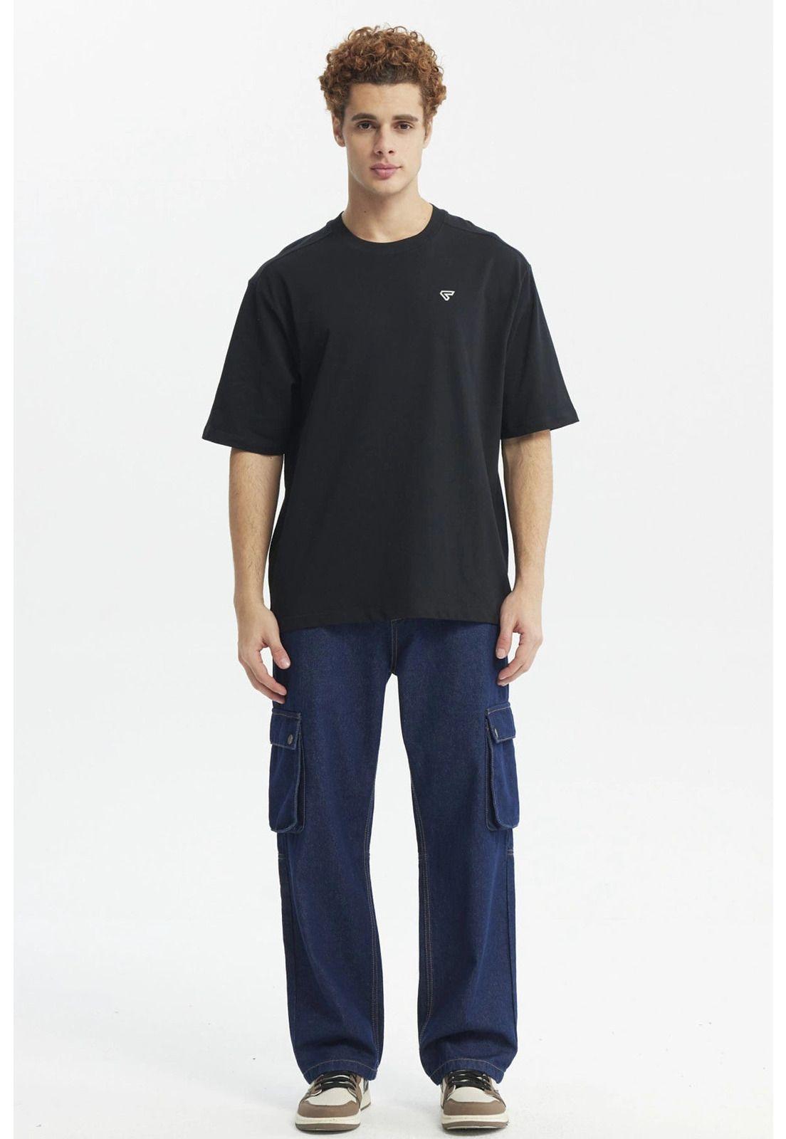 Polera Hombre Label Pecho Negro-3