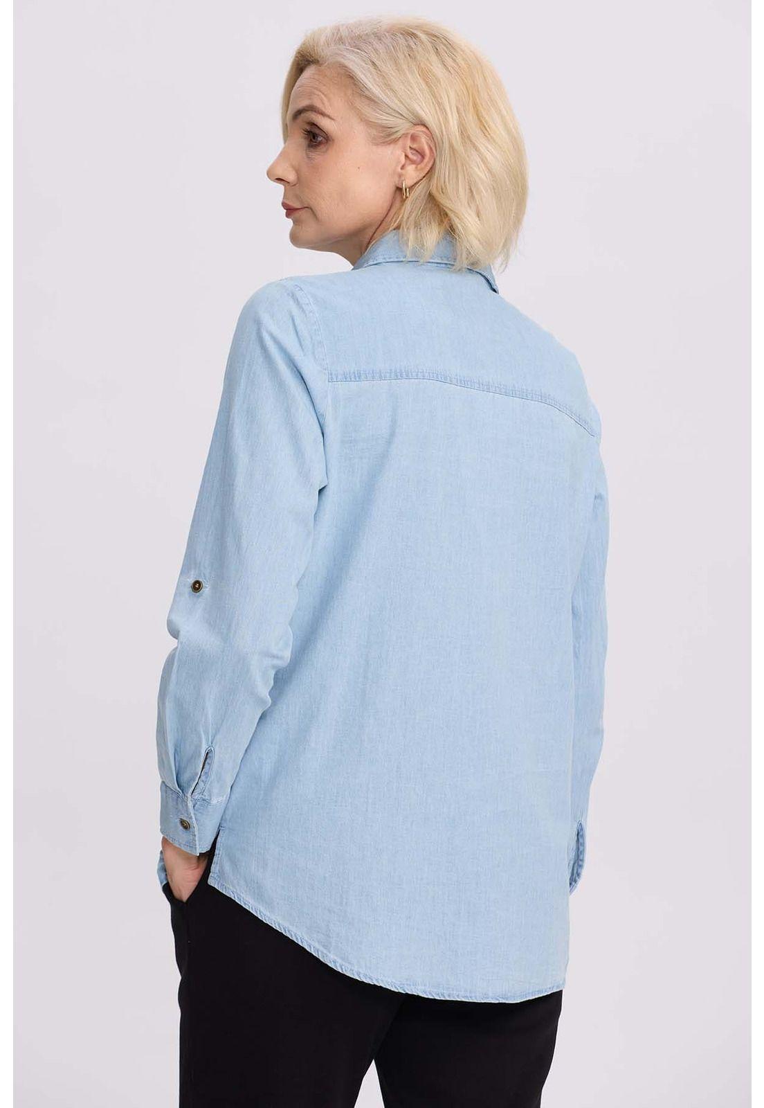 Blusa Mujer Denim Bordada Azul Claro-2