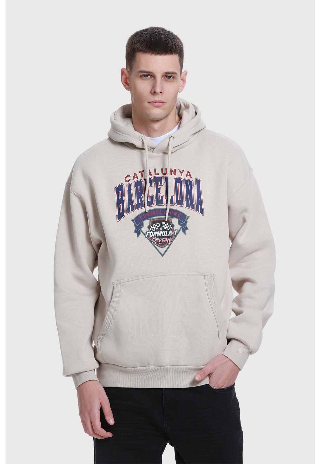 Polerón Hombre Print College Beige - ll-1