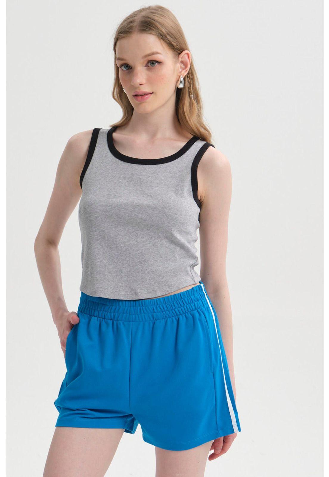 Peto Mujer Contraste Gris Melange-0