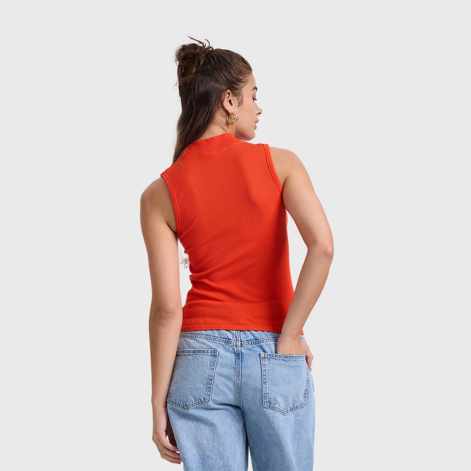 Polera Mujer Rib Lisa Naranjo Oscuro Fashion's Park-2