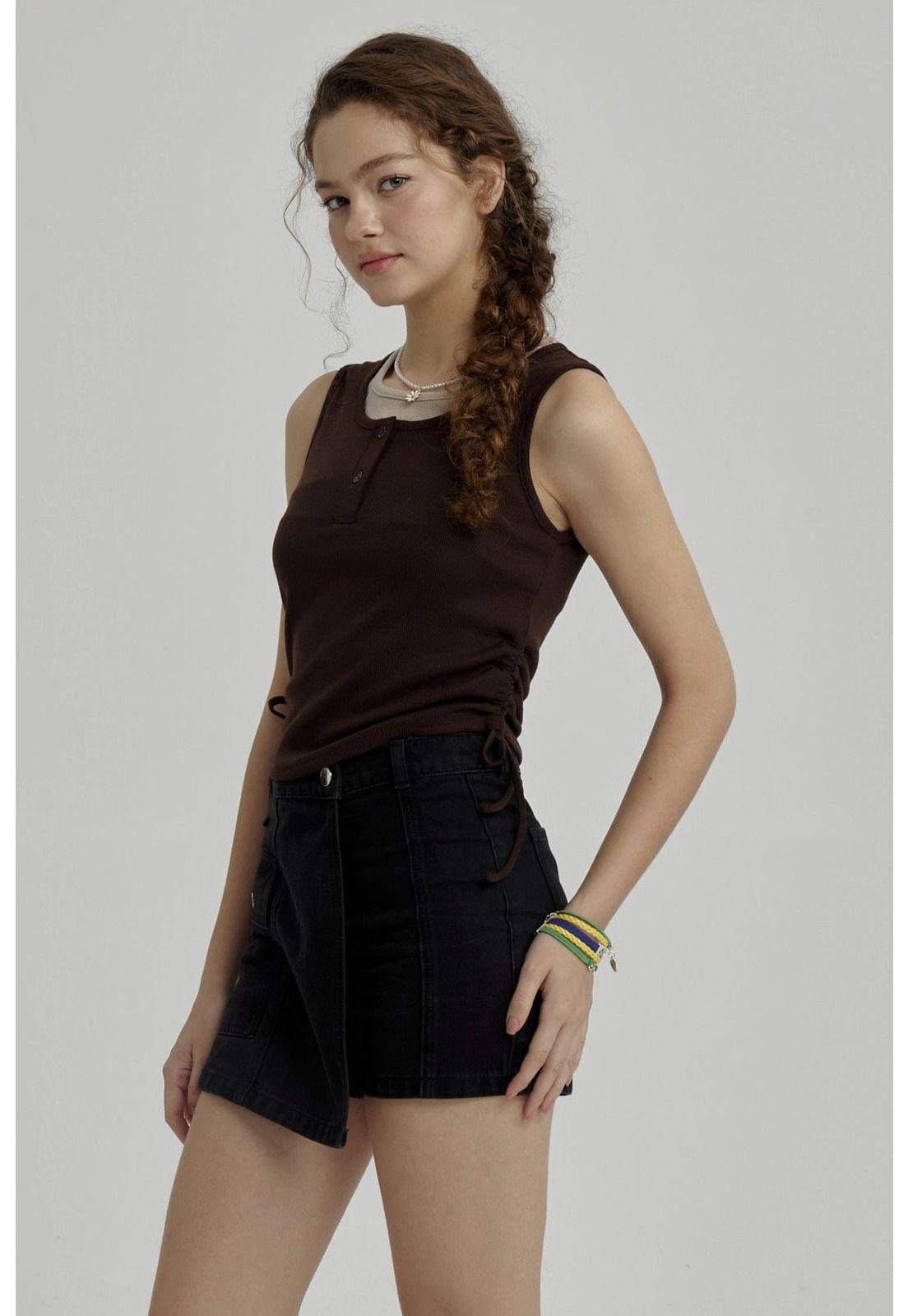 Peto Niña Cuello Doble Y Print Café-3