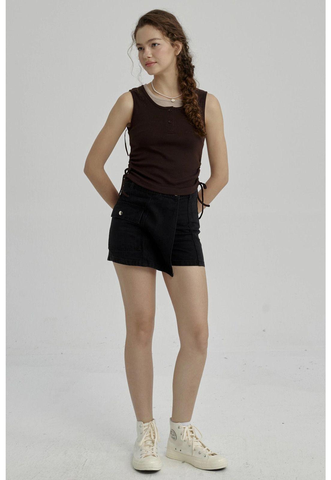 Peto Niña Cuello Doble Y Print Café-7